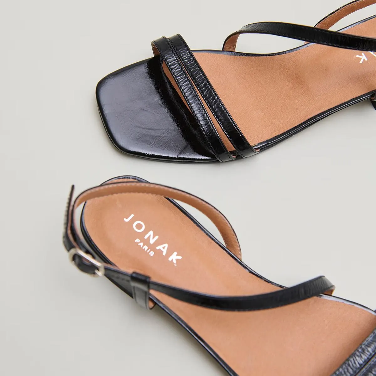 225- Anaya Cuir Brillant Noir