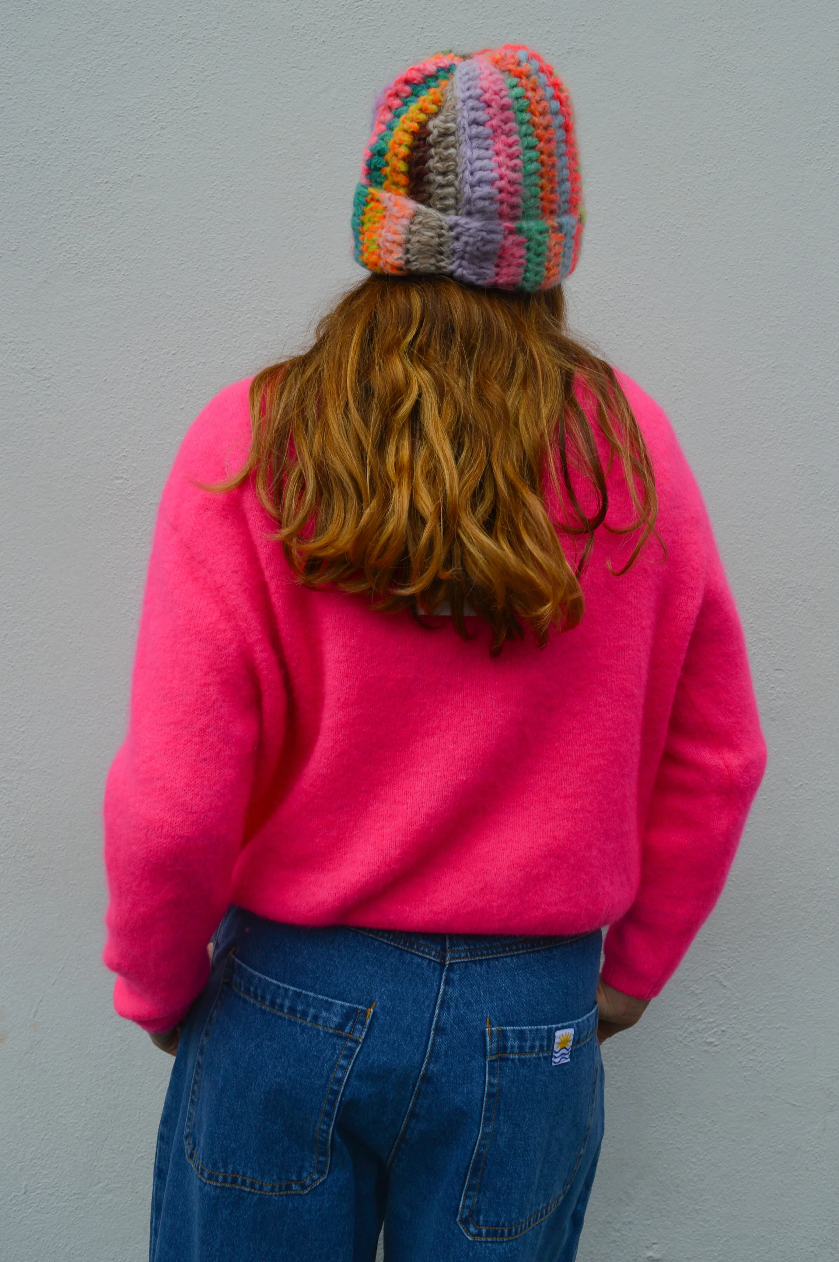 American Vintage Vitow Neon Pink Melange Cardigan