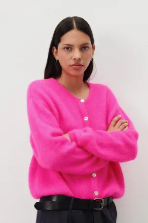 American Vintage Vitow Neon Pink Melange Cardigan