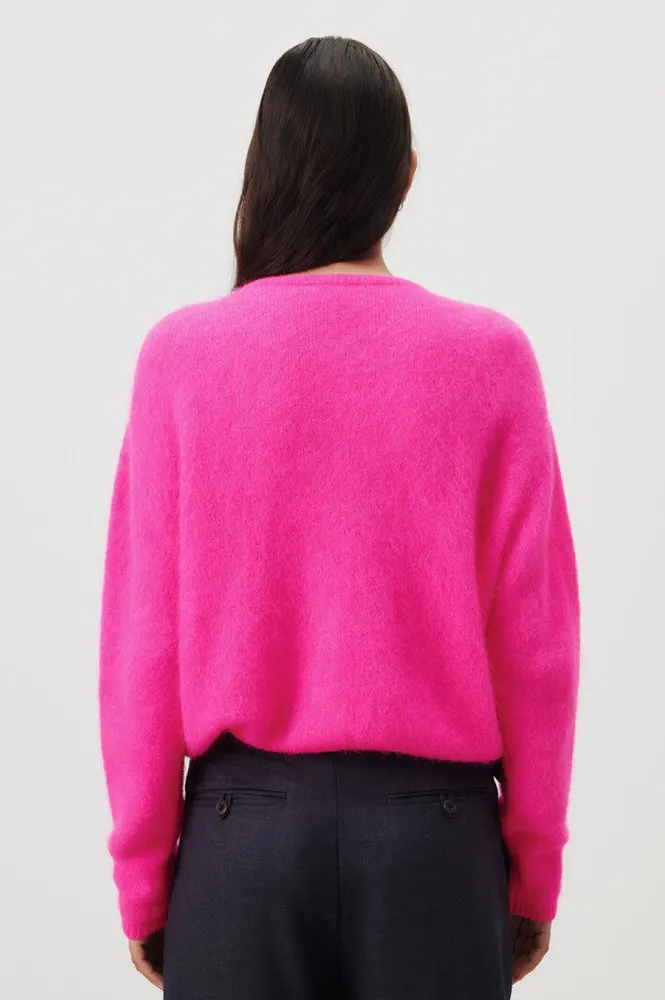 American Vintage Vitow Neon Pink Melange Cardigan