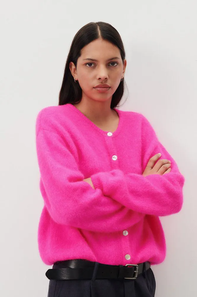 American Vintage Vitow Neon Pink Melange Cardigan