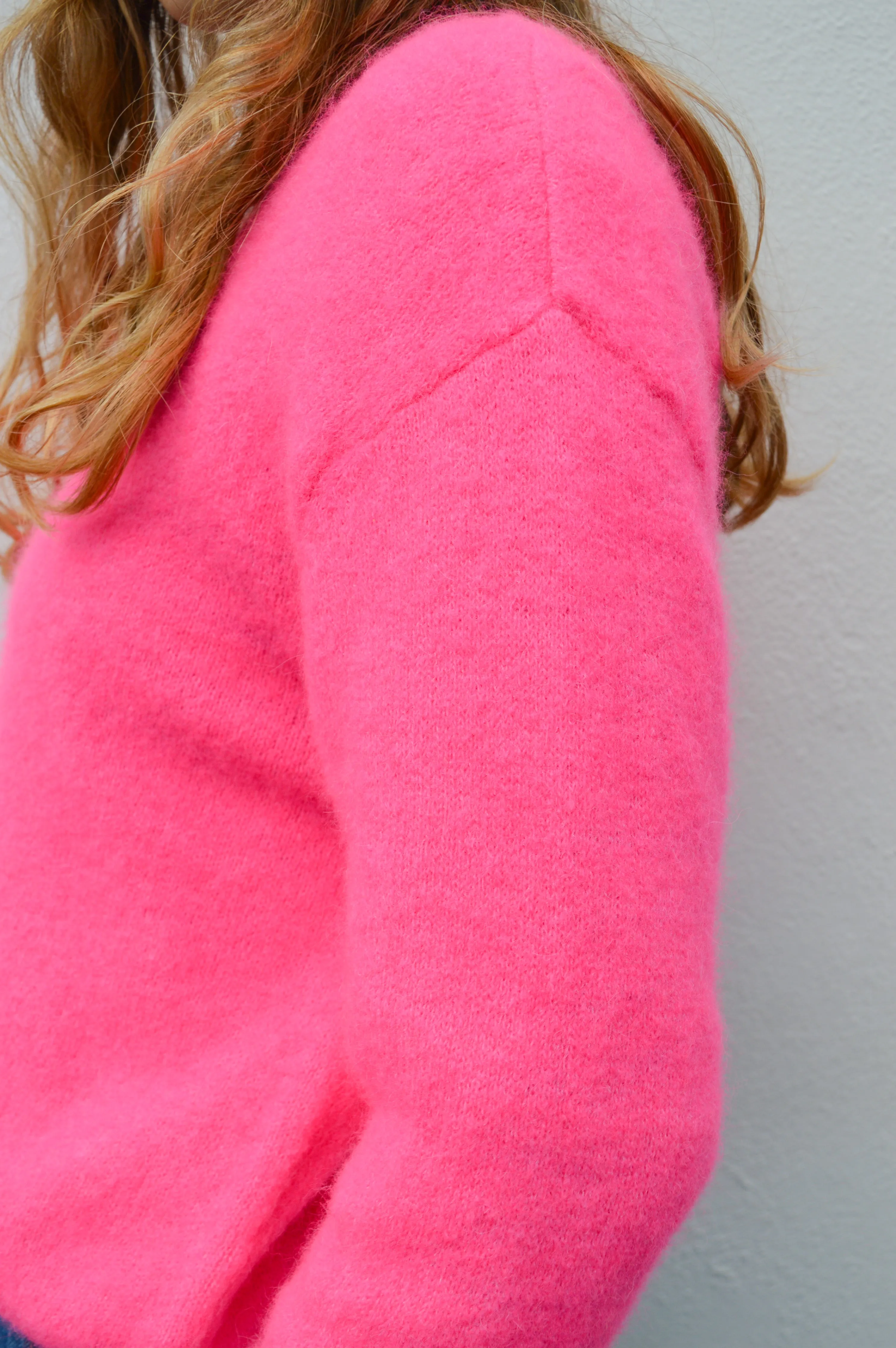 American Vintage Vitow Neon Pink Melange Cardigan