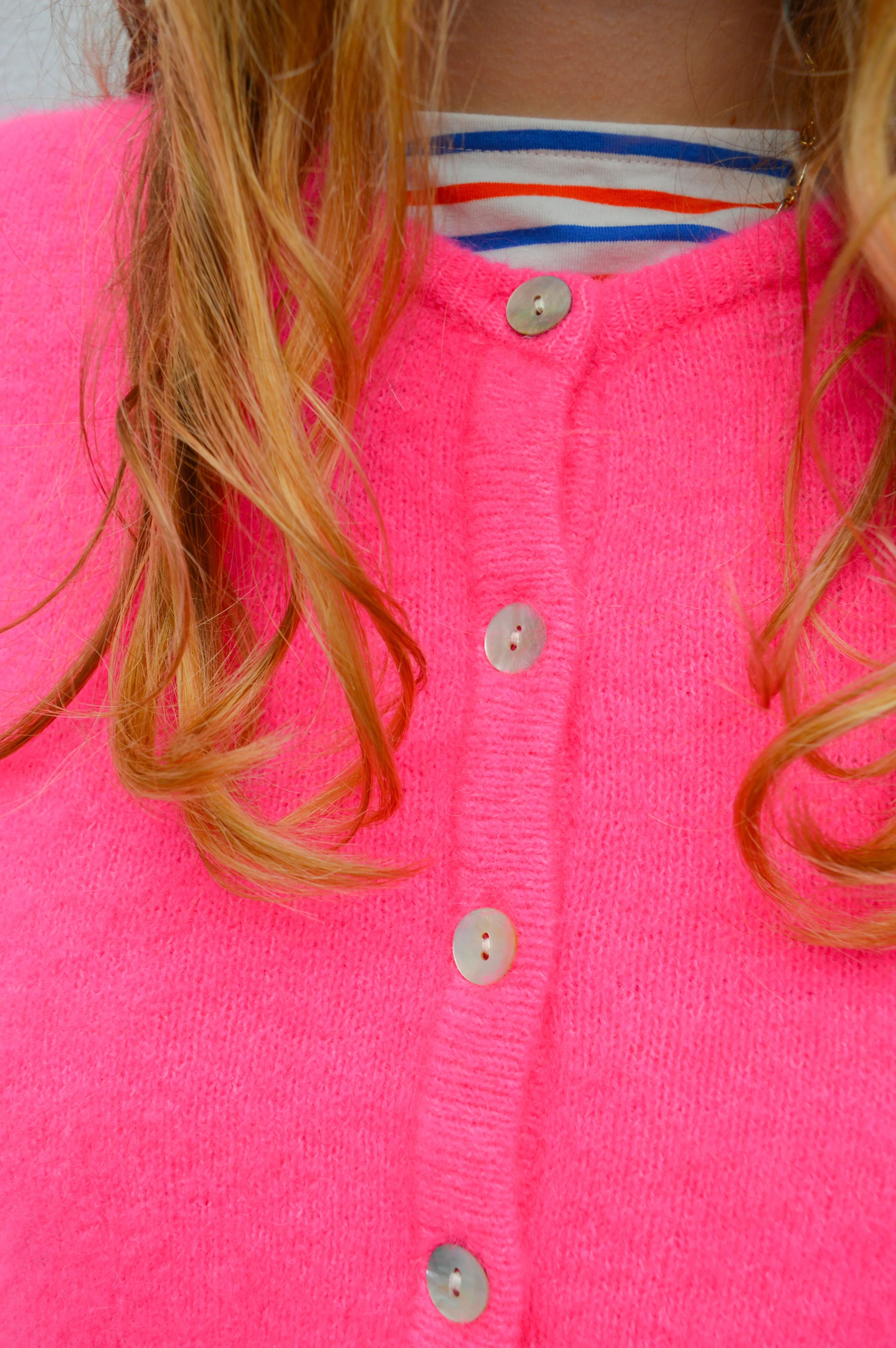 American Vintage Vitow Neon Pink Melange Cardigan