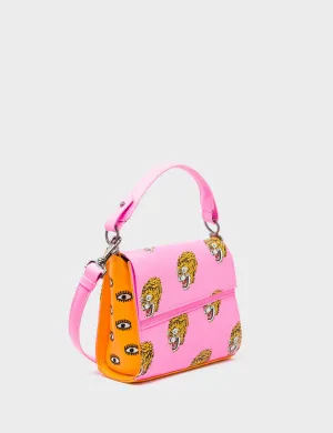Anastasio Micro Crossbody Handbag Bubblegum Pink Leather - Blazing Tiger Design