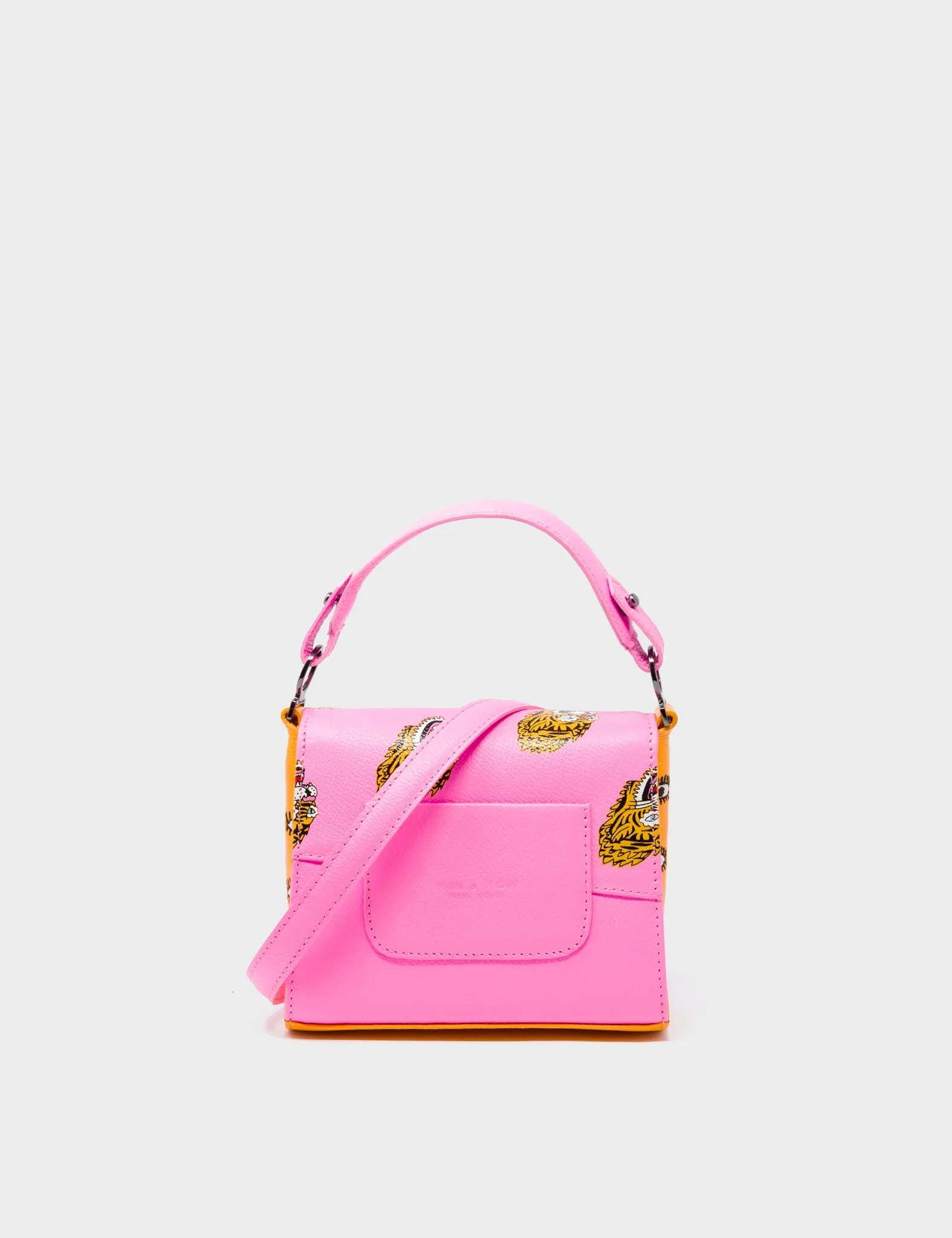 Anastasio Micro Crossbody Handbag Bubblegum Pink Leather - Blazing Tiger Design