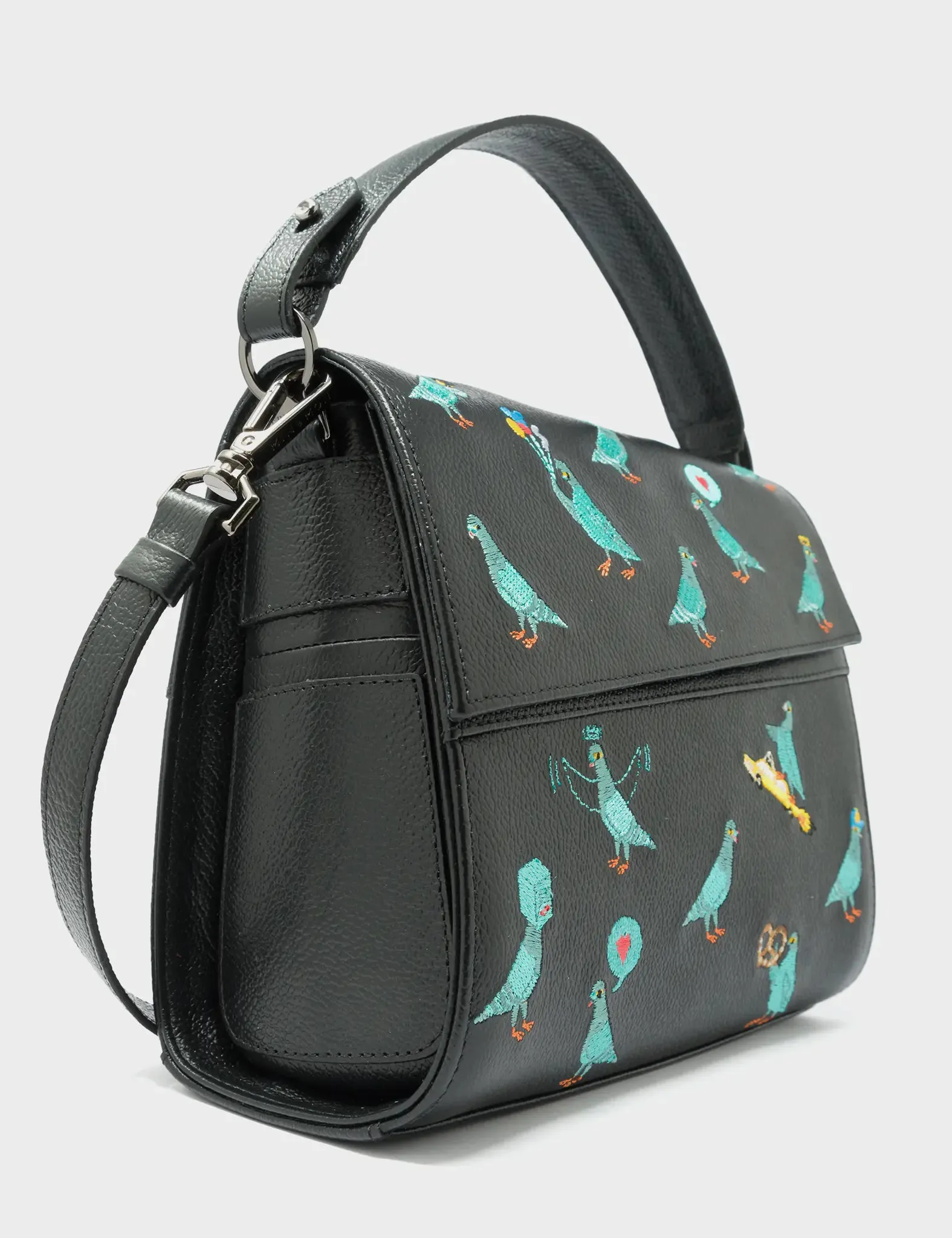 Anastasio Mini Crossbody Handbag Black Leather - Pigeonista Embroidery