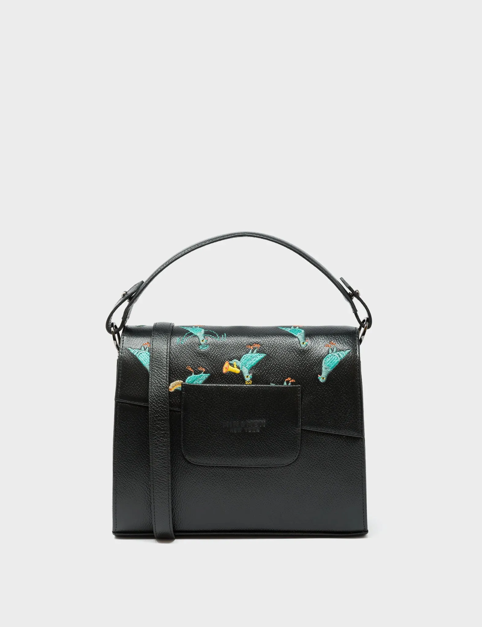 Anastasio Mini Crossbody Handbag Black Leather - Pigeonista Embroidery