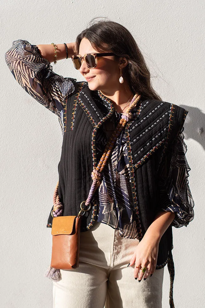 Ba&sh Clevie Black Embroidered Vest