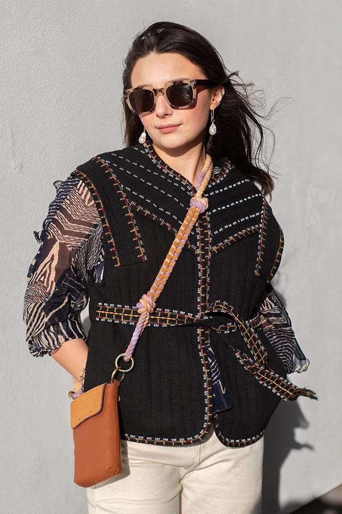 Ba&sh Clevie Black Embroidered Vest