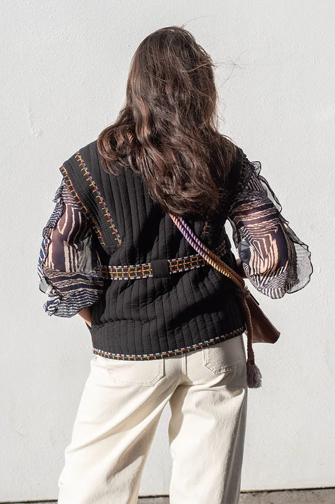 Ba&sh Clevie Black Embroidered Vest