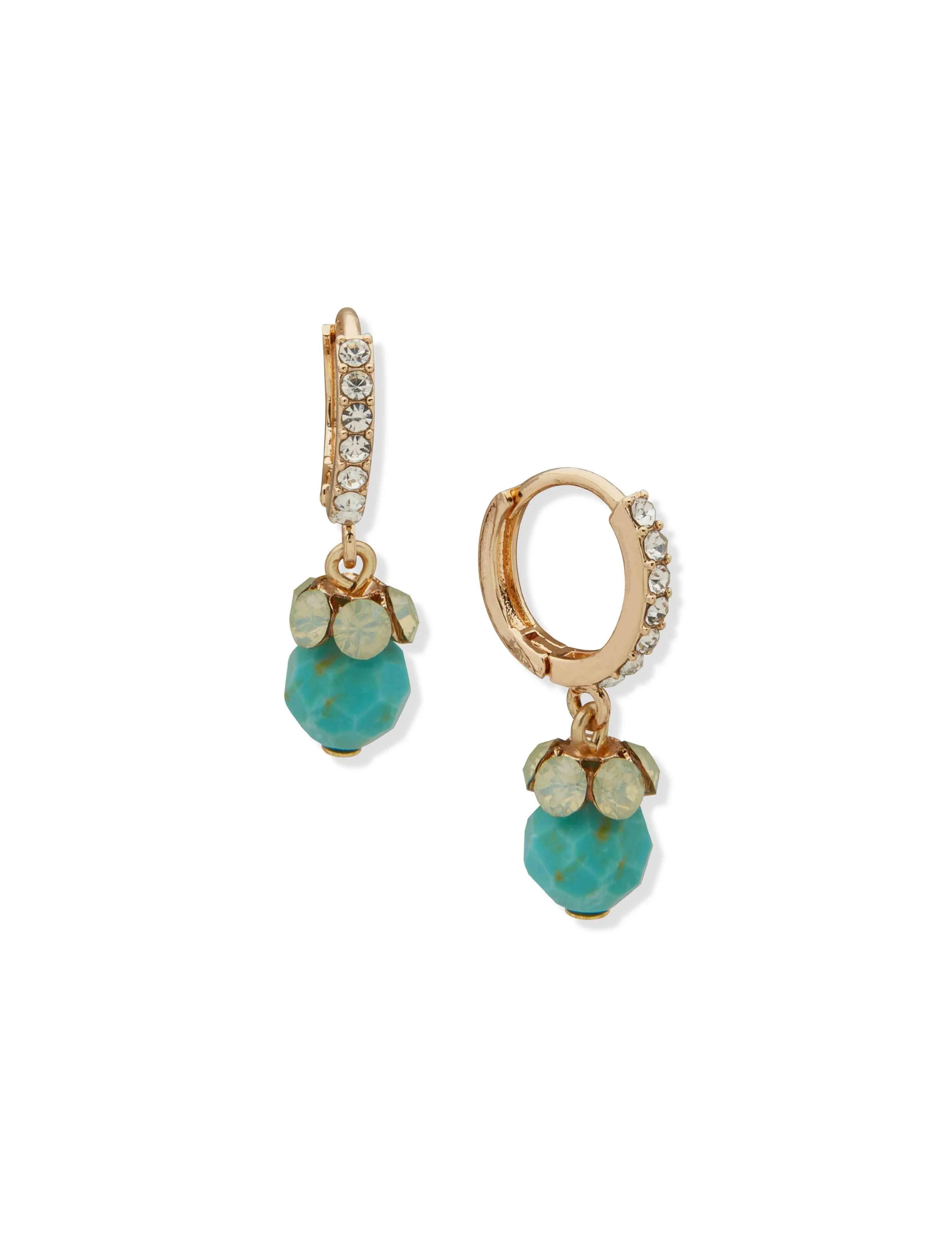 Beaded Drop Hoop Earring