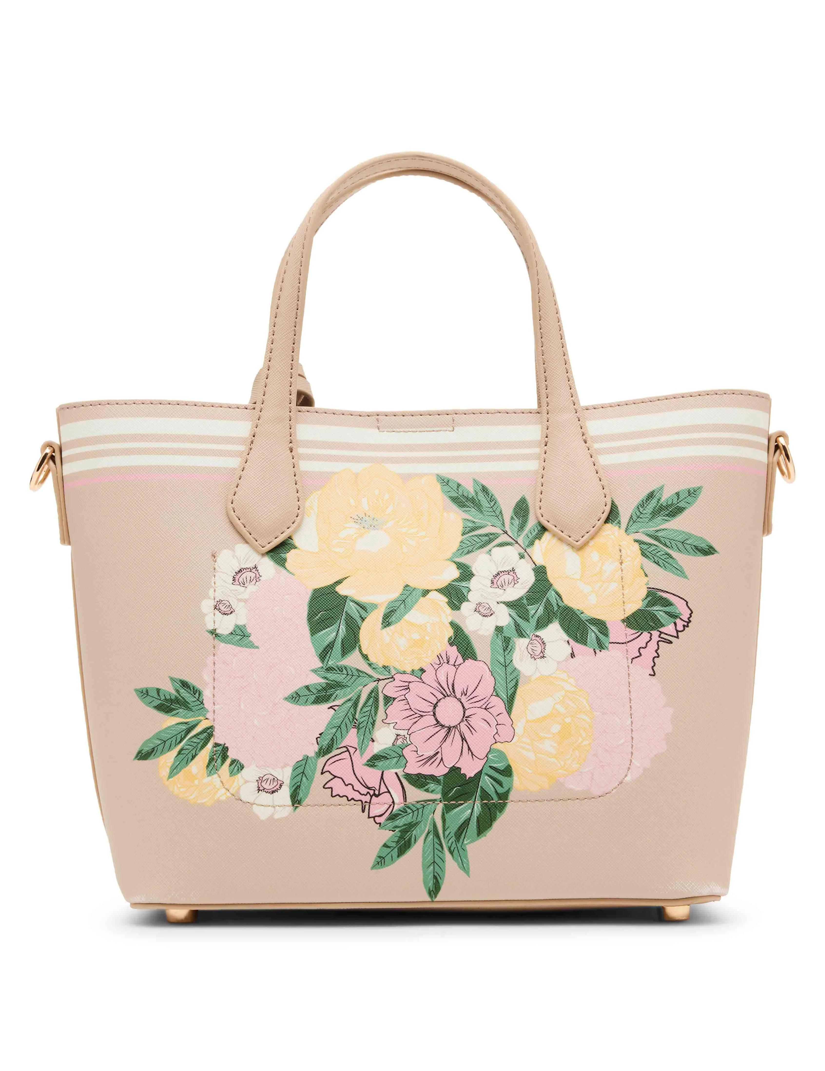 Bonded Mini Floral Tote with Crossbody Strap