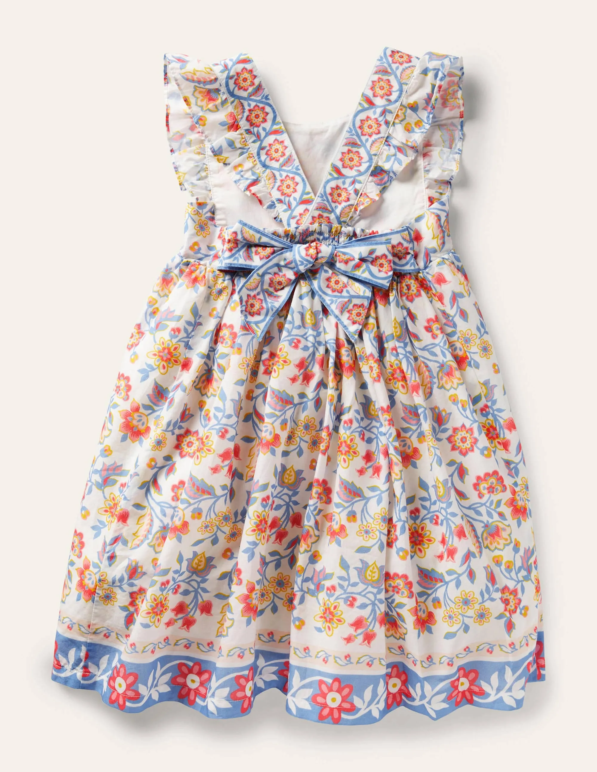 Bow Back Dress-Ivory Paisley