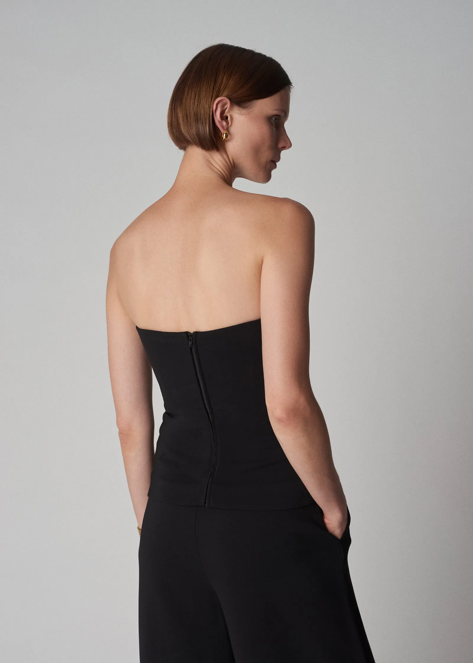 Bustier Top in Stretch Viscose - Black