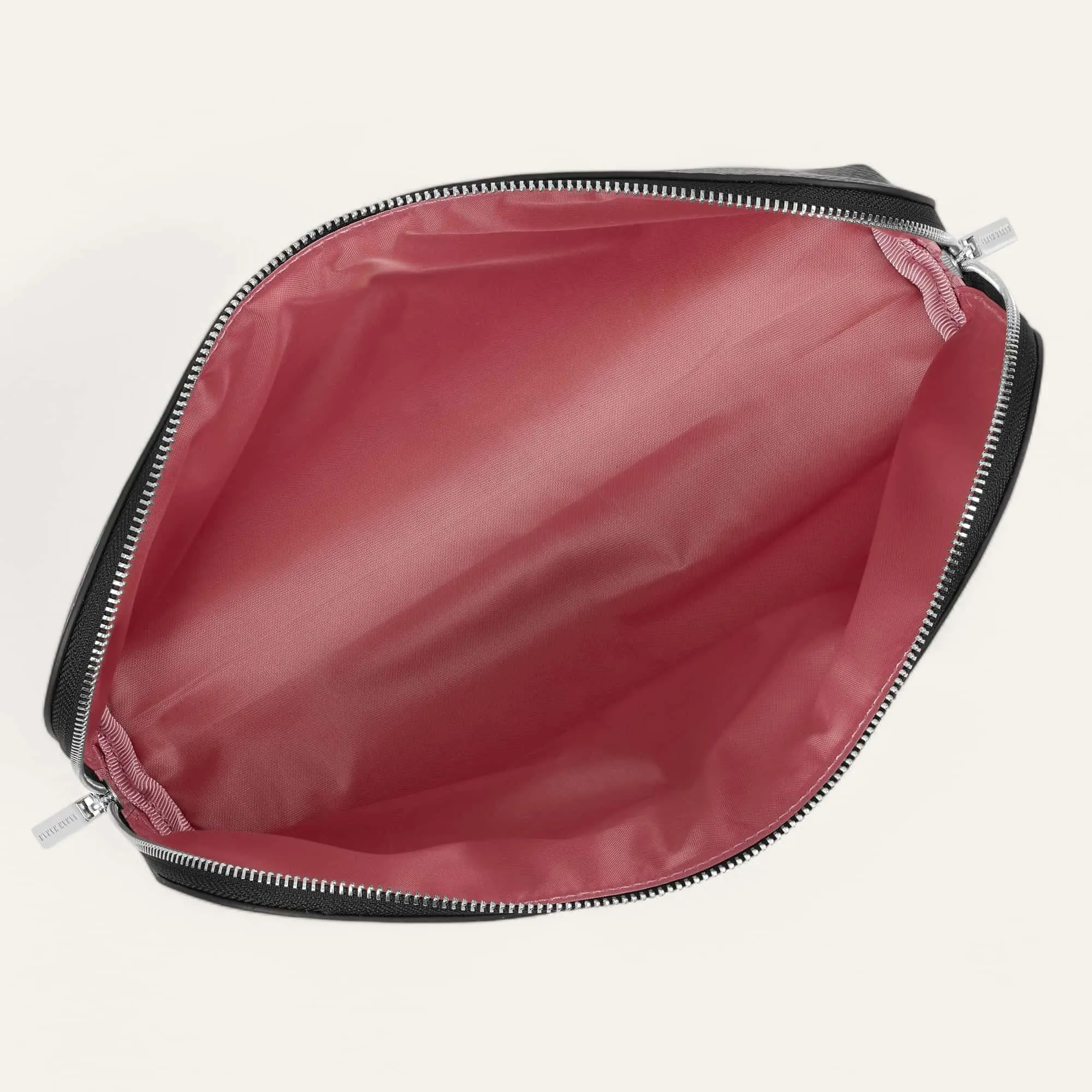 Carnation Cosmetic Bag | Black with Silver hardware (Large)