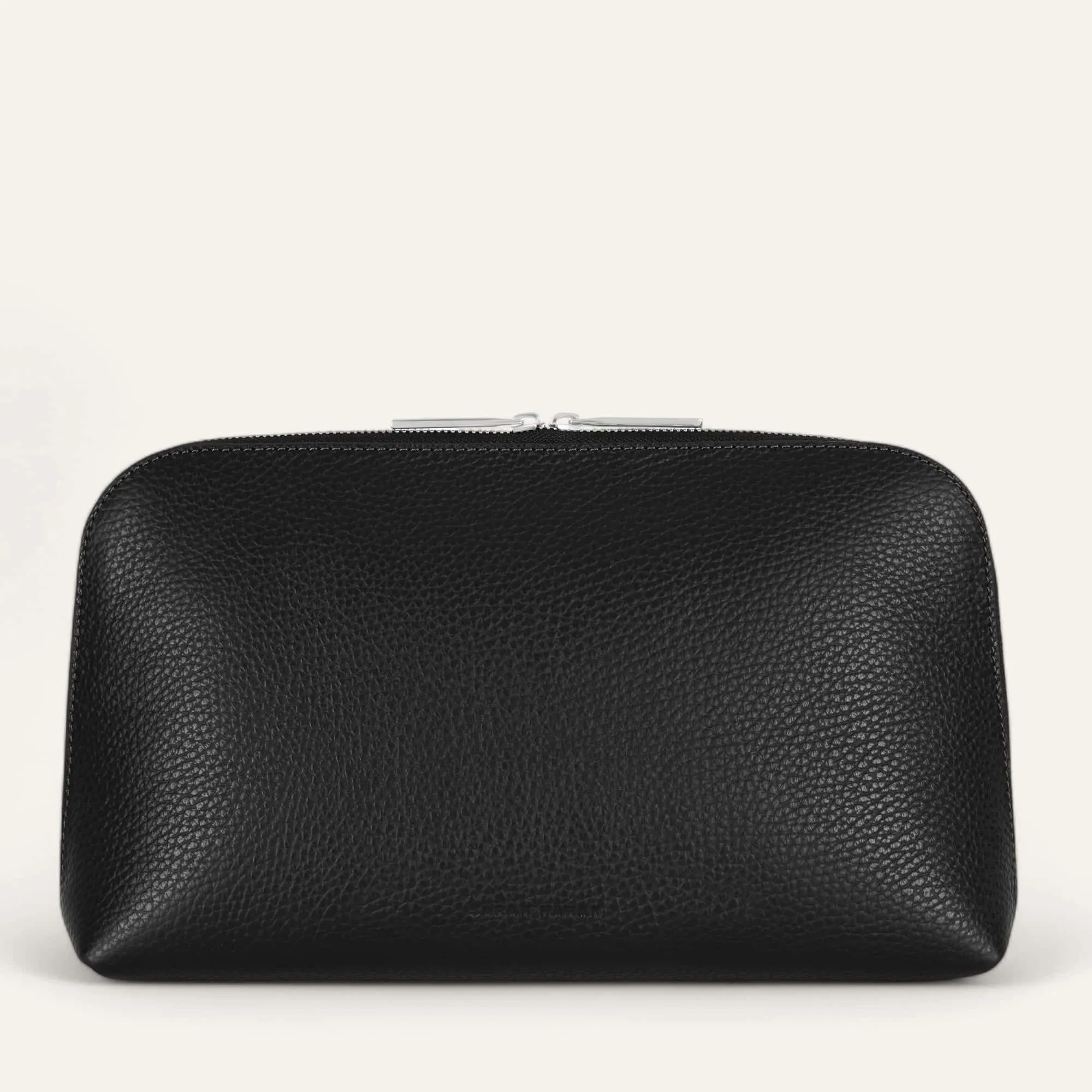 Carnation Cosmetic Bag | Black with Silver hardware (Large)