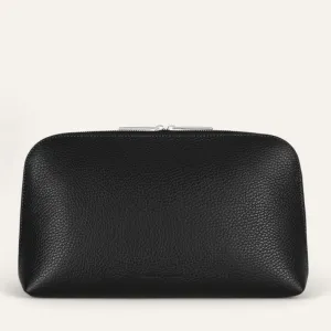 Carnation Cosmetic Bag | Black with Silver hardware (Large)