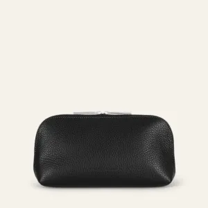 Carnation Cosmetic Bag | Black with Silver hardware (Small)