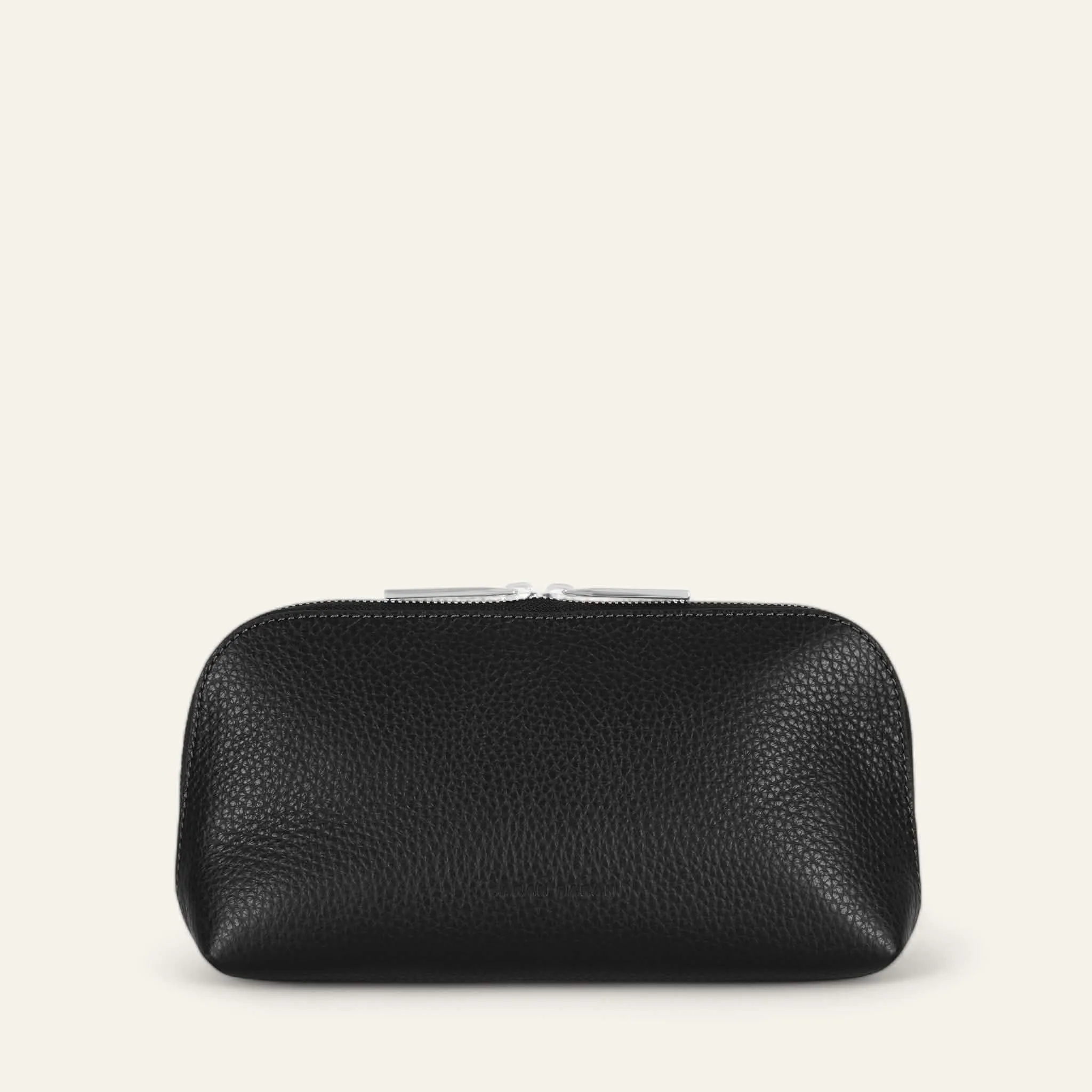 Carnation Cosmetic Bag | Black with Silver hardware (Small)