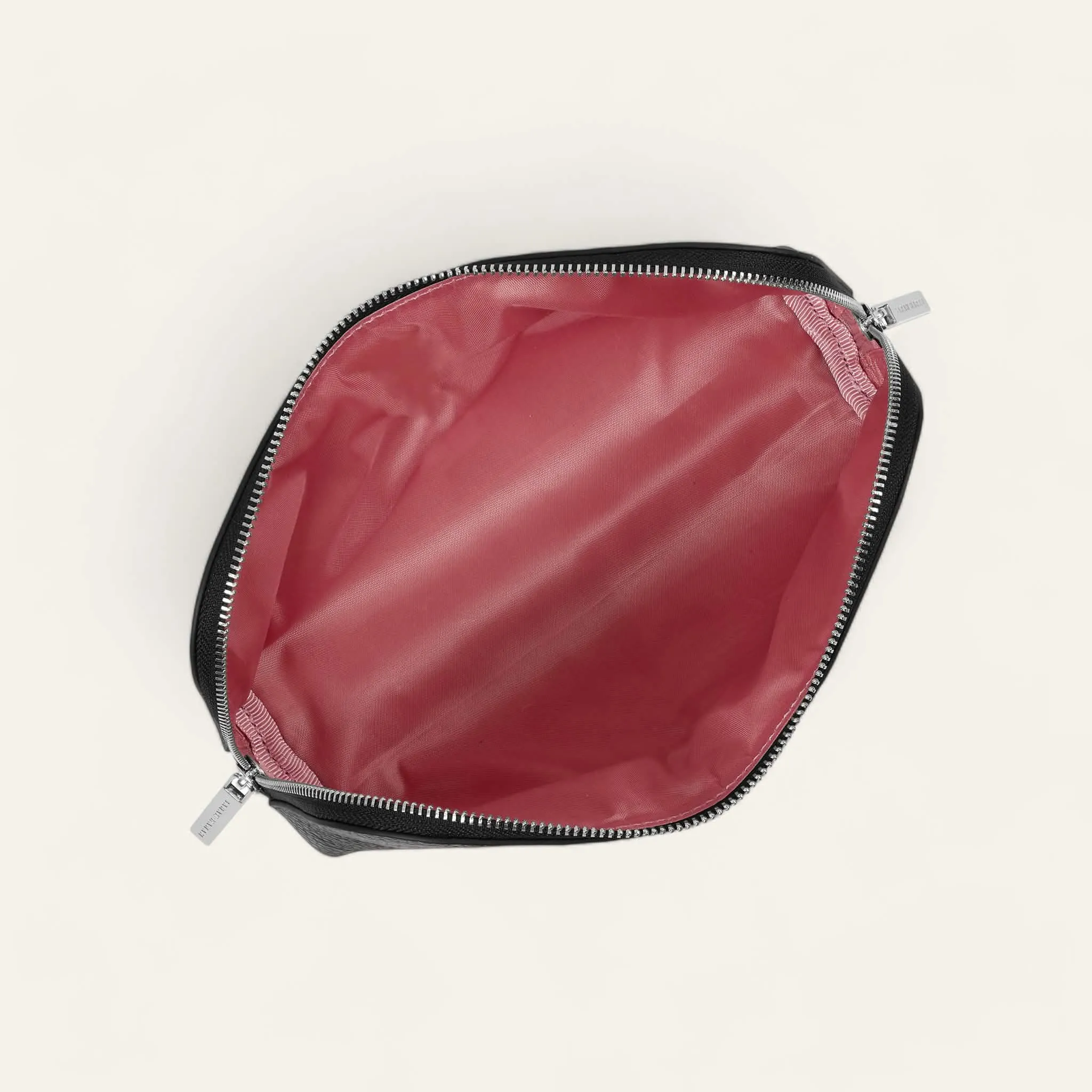 Carnation Cosmetic Bag | Black with Silver hardware (Small)