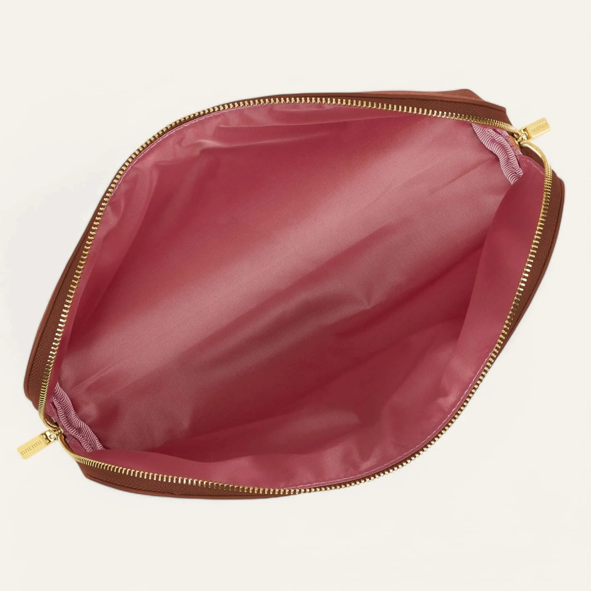 Carnation Cosmetic Bag | Nutshell with Gold hardware (Large)
