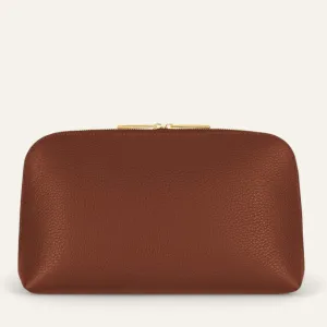 Carnation Cosmetic Bag | Nutshell with Gold hardware (Large)