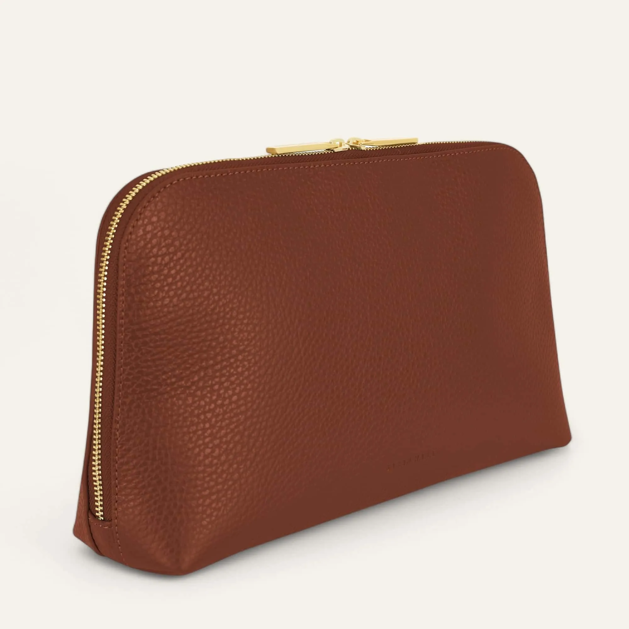 Carnation Cosmetic Bag | Nutshell with Gold hardware (Large)