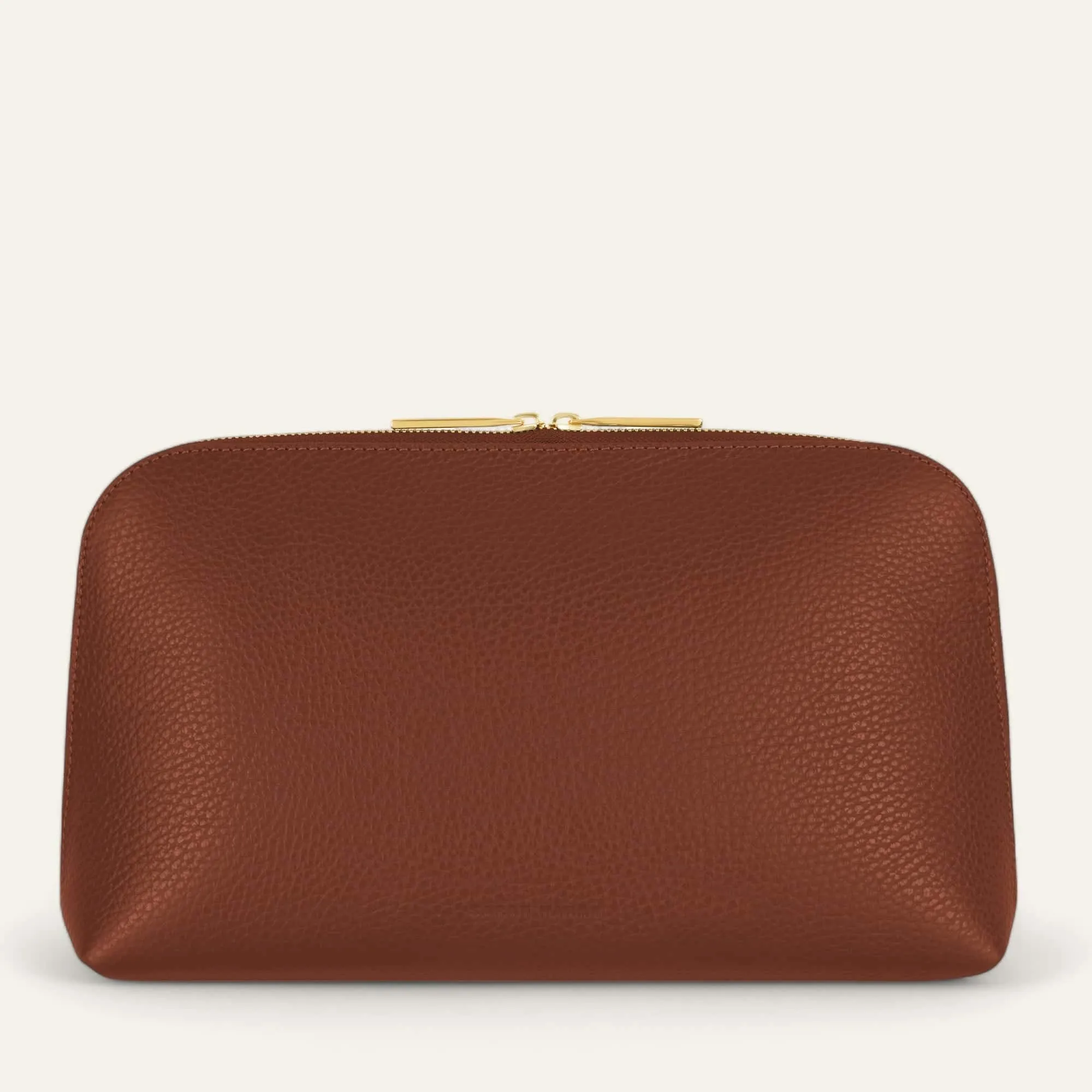 Carnation Cosmetic Bag | Nutshell with Gold hardware (Large)