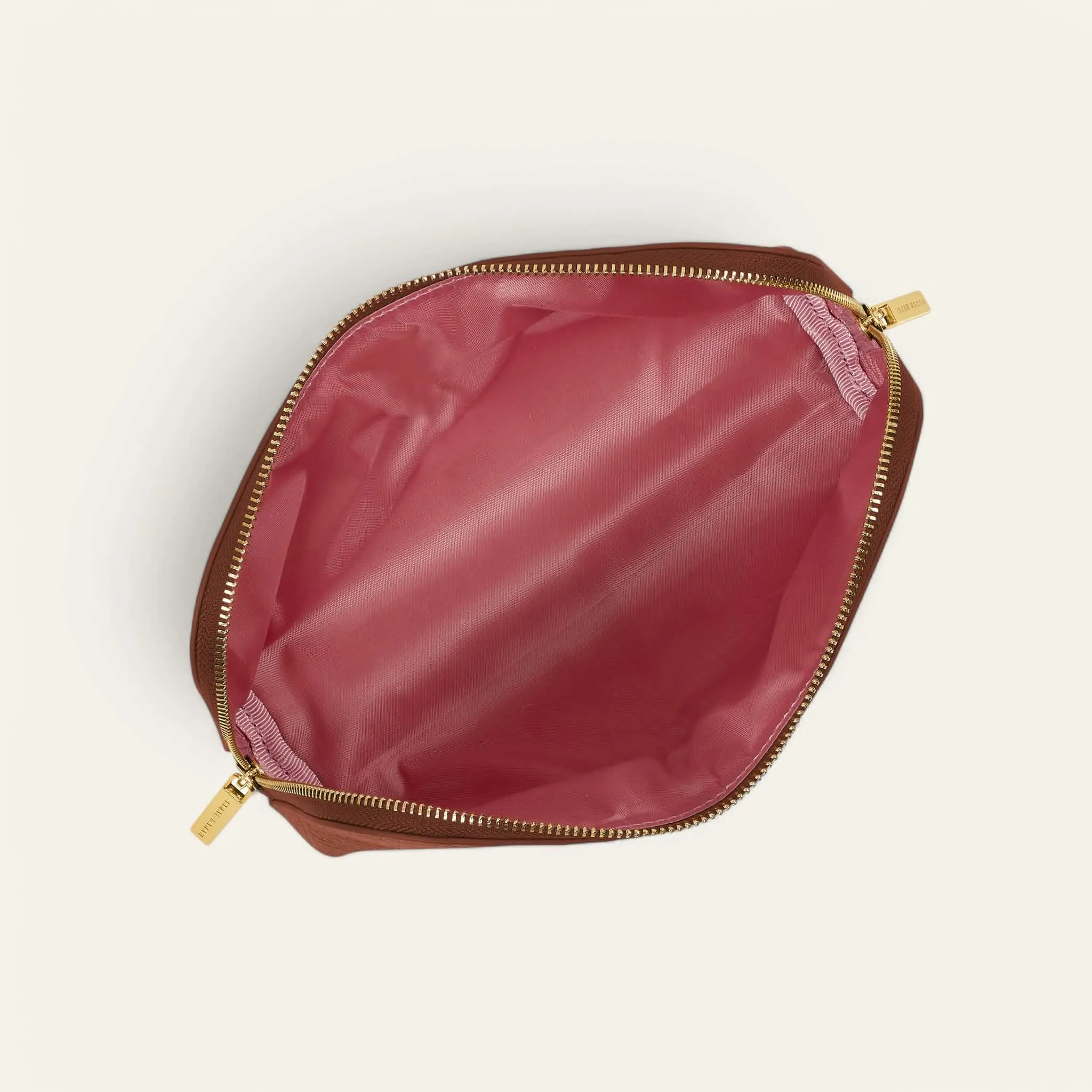 Carnation Cosmetic Bag | Nutshell with Gold hardware (Small)