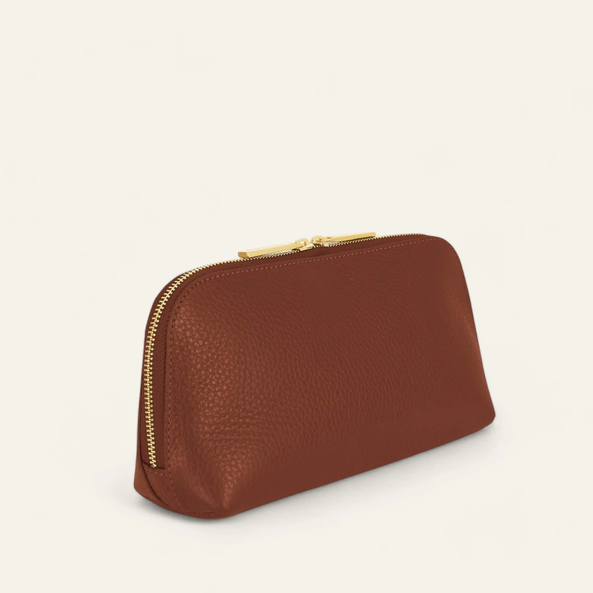 Carnation Cosmetic Bag | Nutshell with Gold hardware (Small)