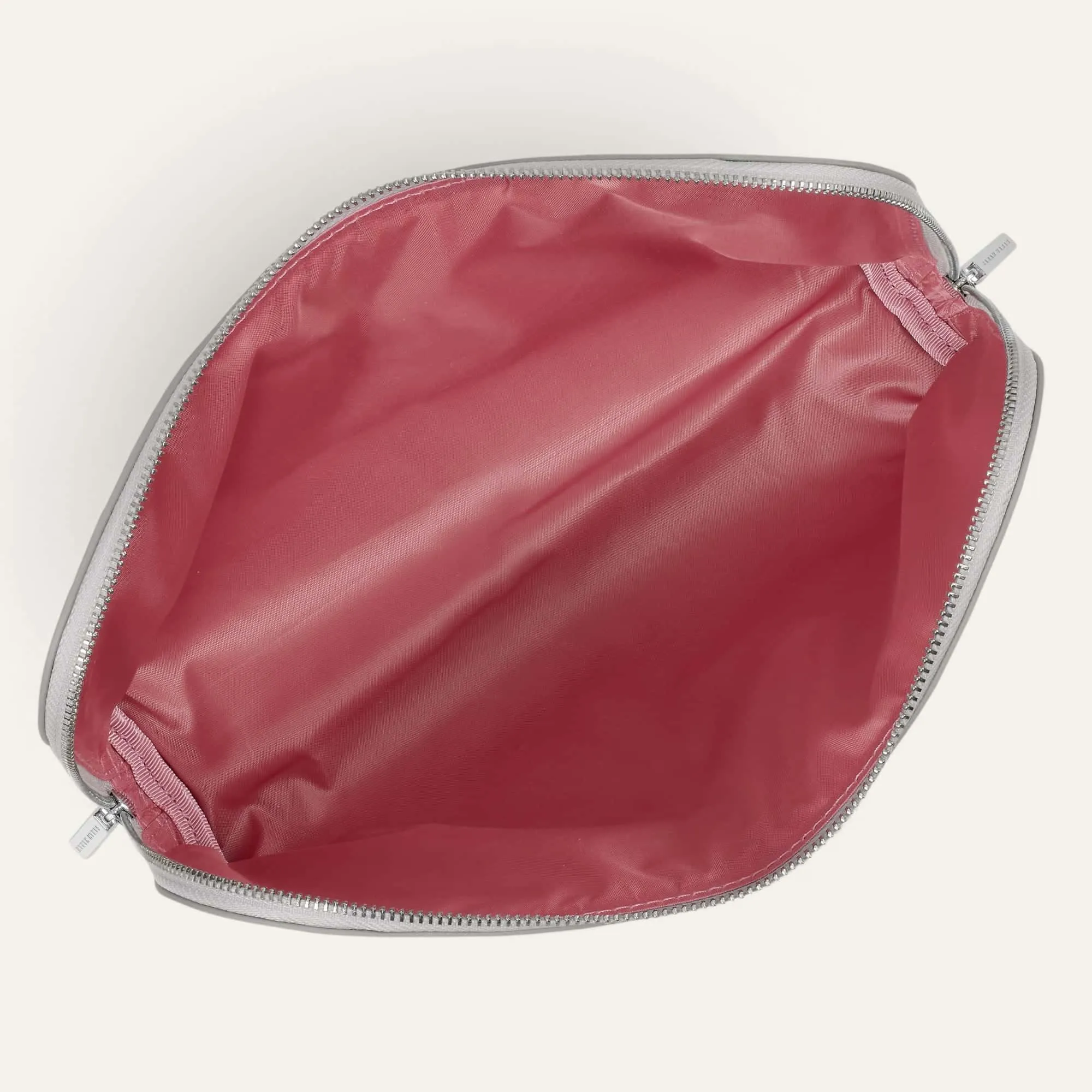 Carnation Cosmetic Bag | Soft Metallic Silver with Silver hardware (Large)