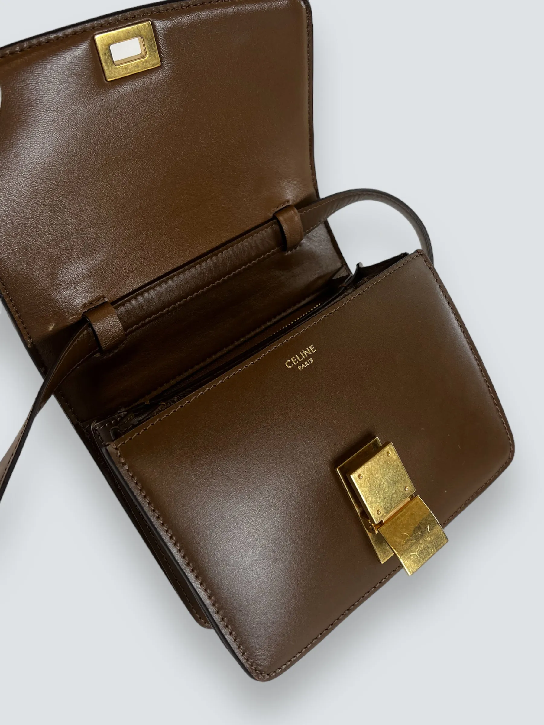 Celine Brown Leather Classic Box Bag