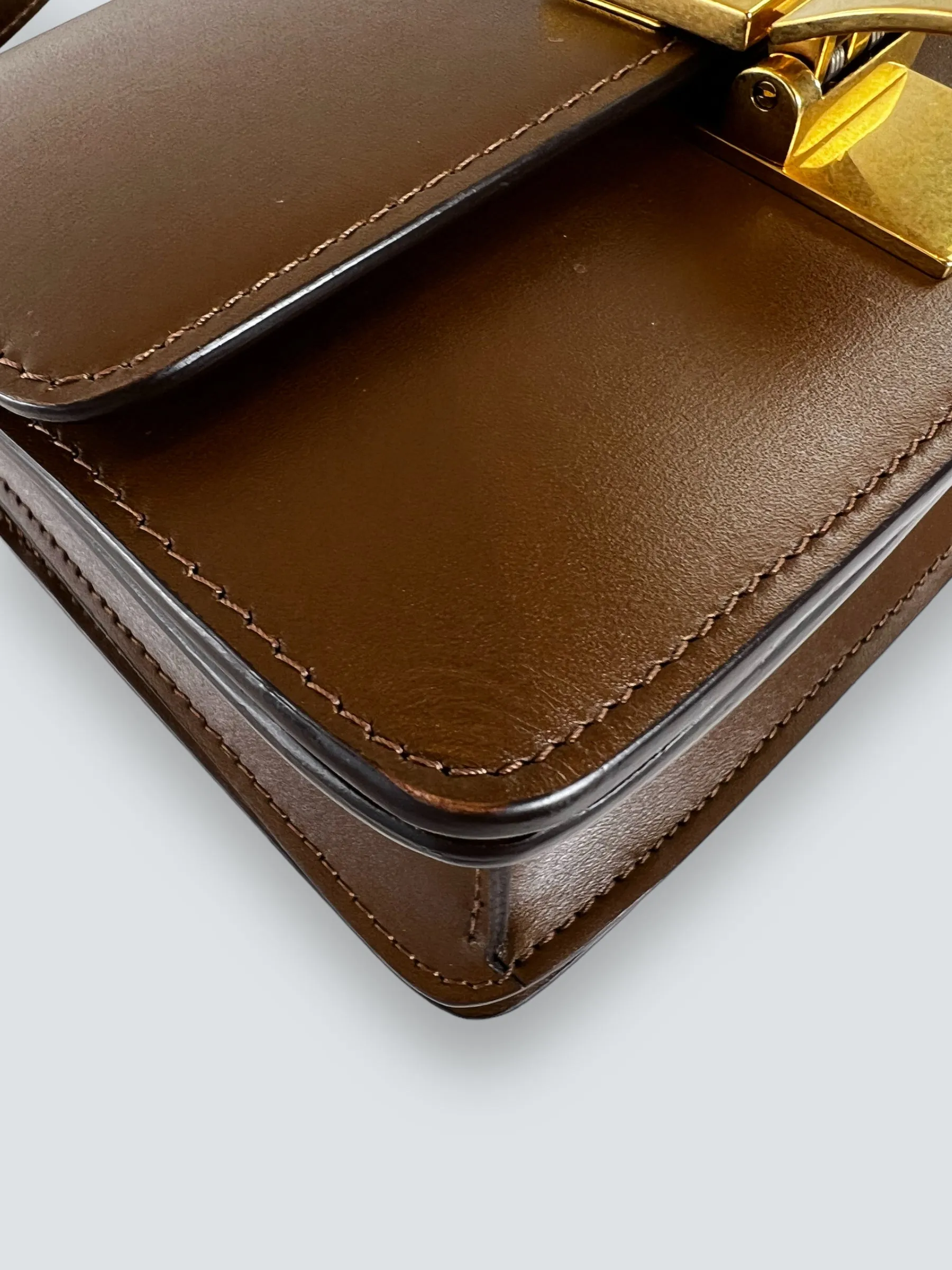 Celine Brown Leather Classic Box Bag