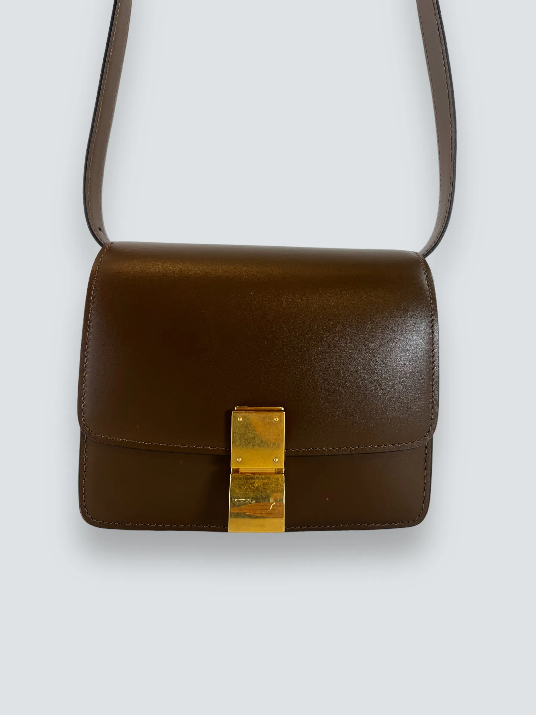 Celine Brown Leather Classic Box Bag