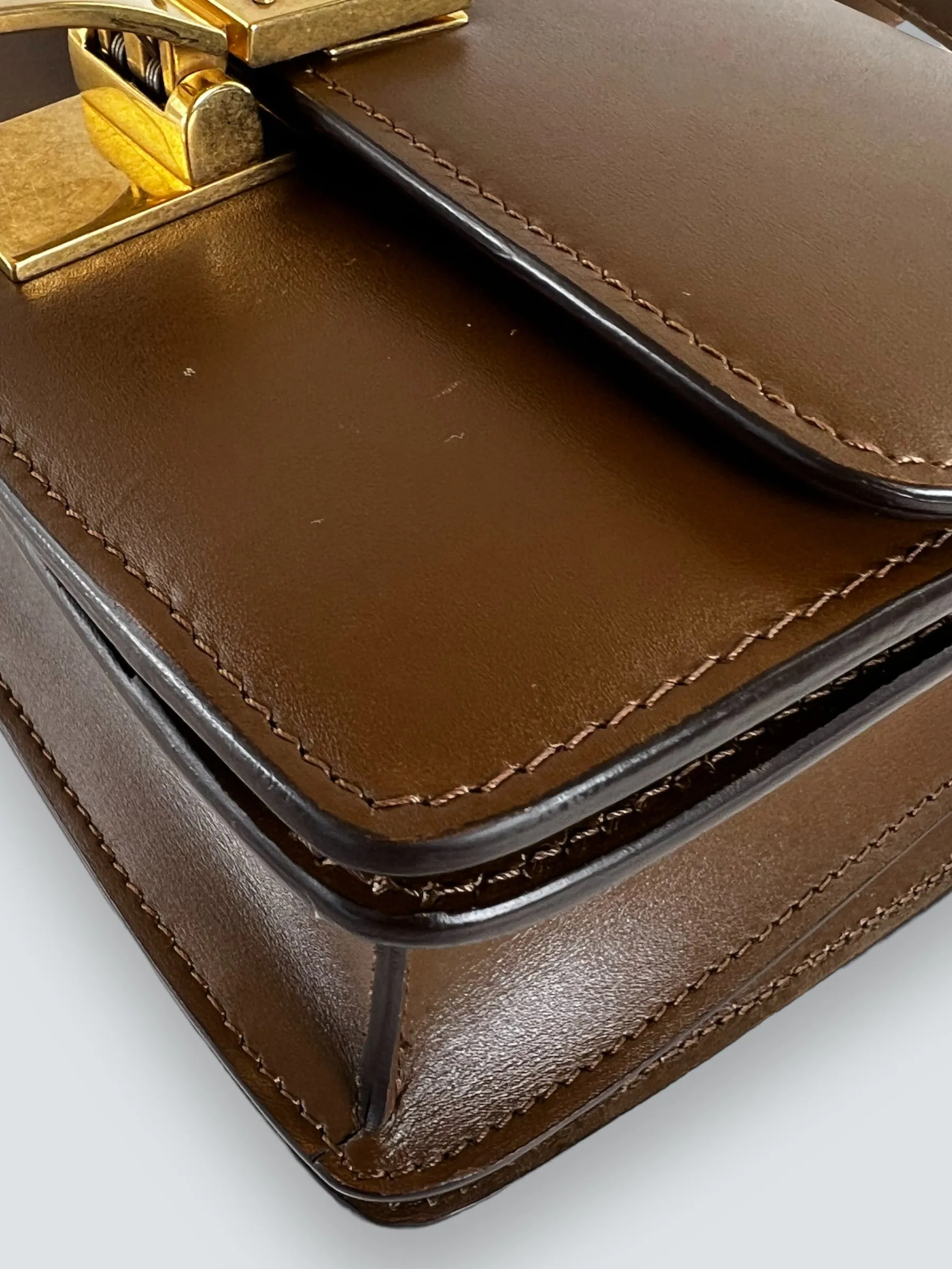 Celine Brown Leather Classic Box Bag