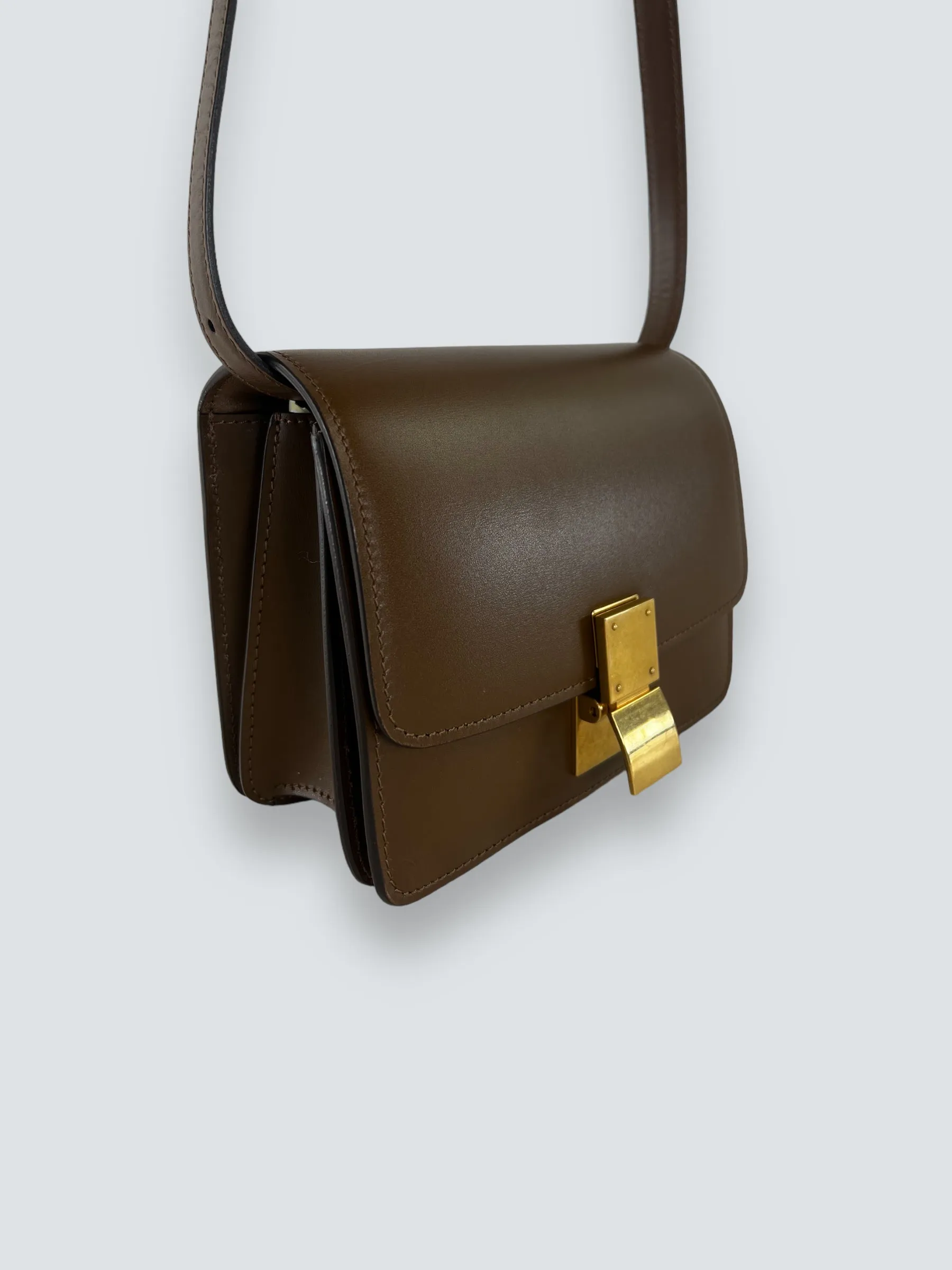 Celine Brown Leather Classic Box Bag