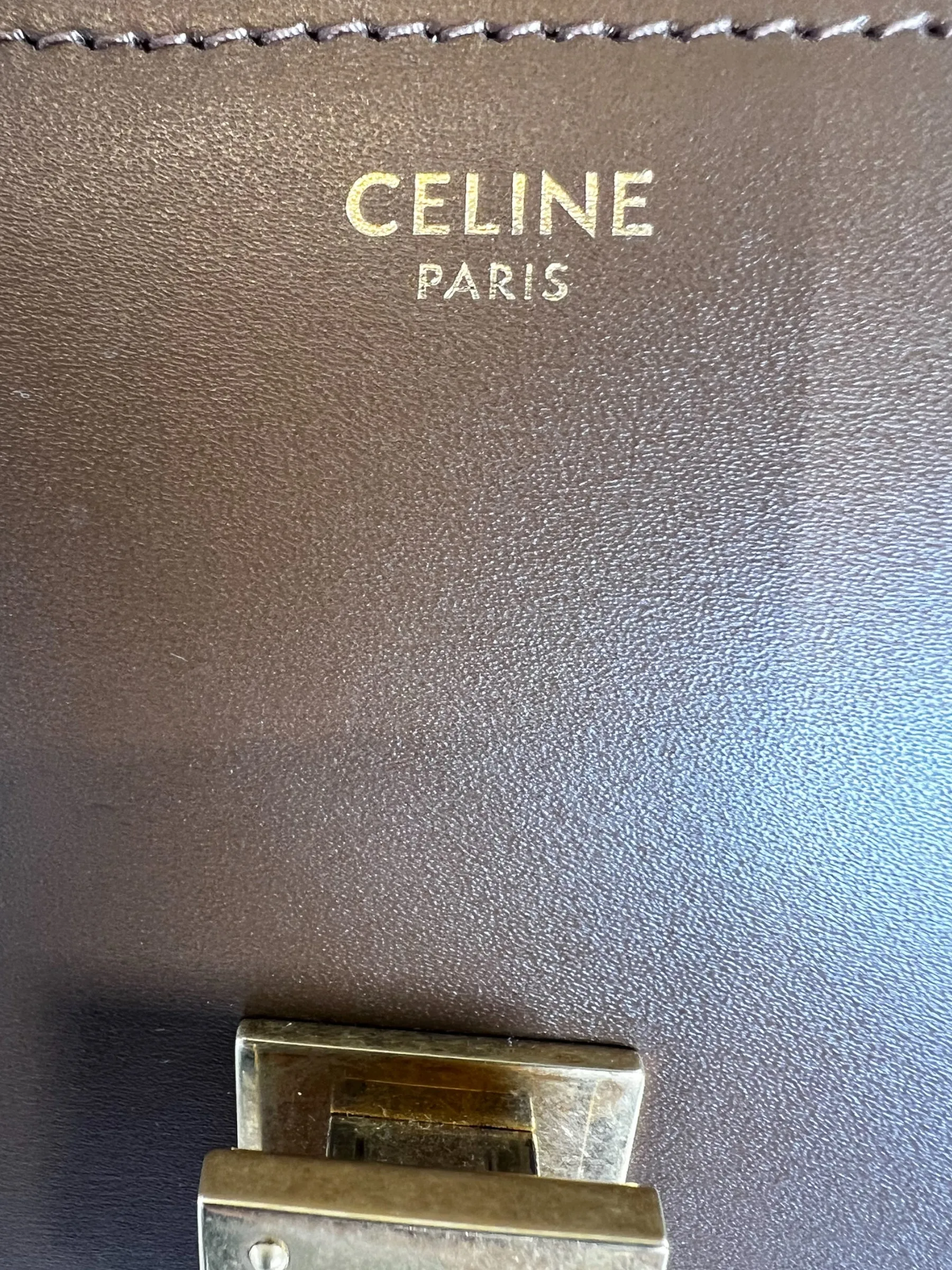 Celine Brown Leather Classic Box Bag