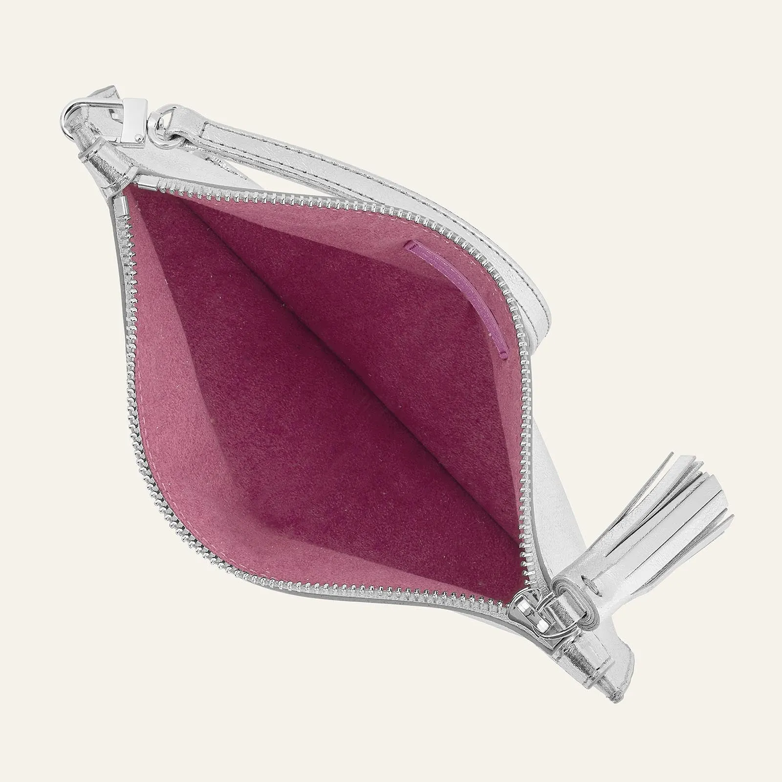 Clover Pouch | Metallic Silver with Silver hardware