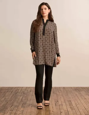 Color Block Long Sleeve Popover Tunic - Sale