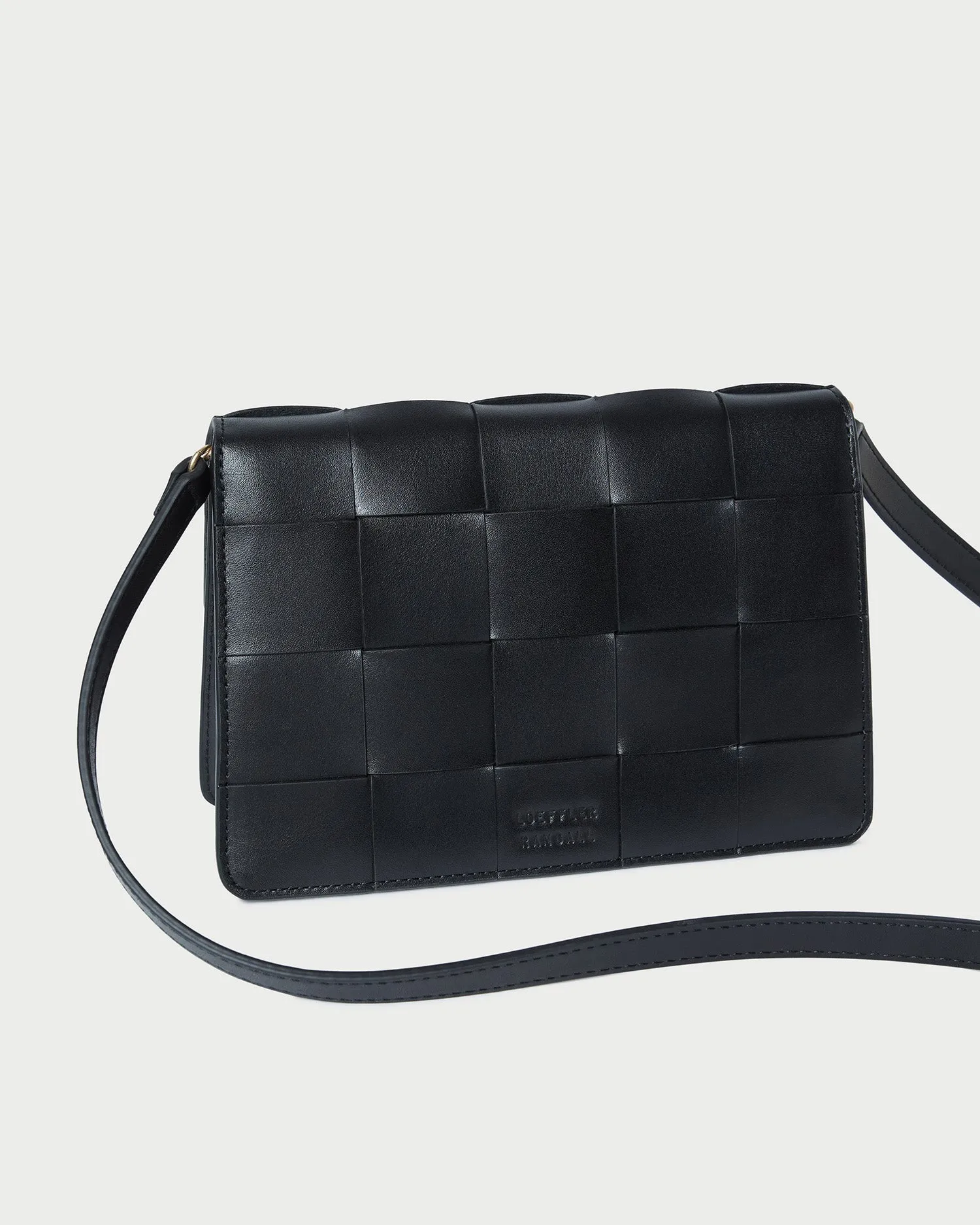Delphine Black Woven Leather Shoulder Bag