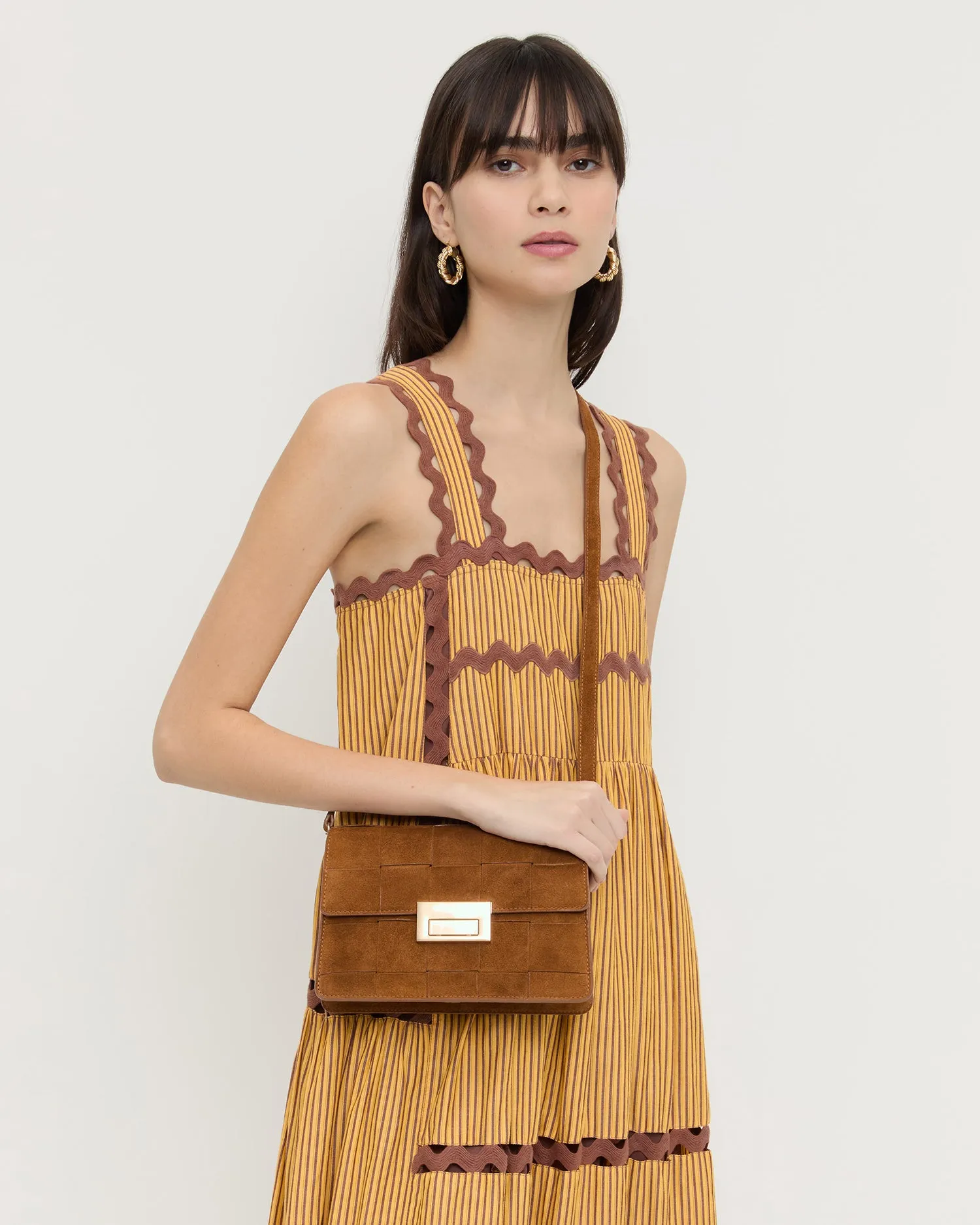Delphine Cacao Suede Shoulder Bag