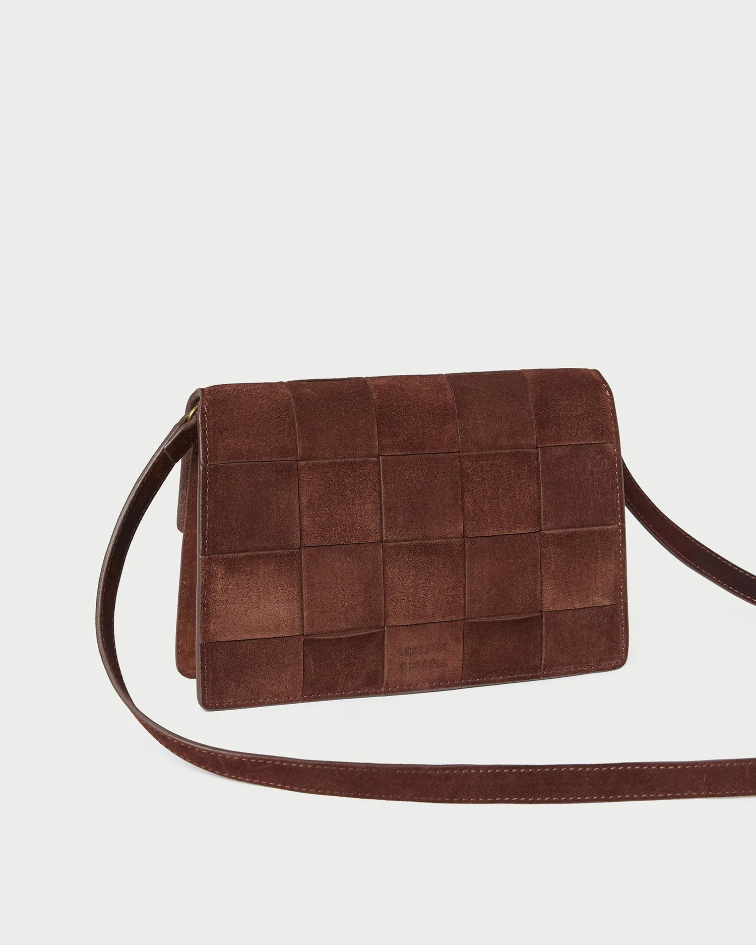 Delphine Espresso Woven Suede Shoulder Bag