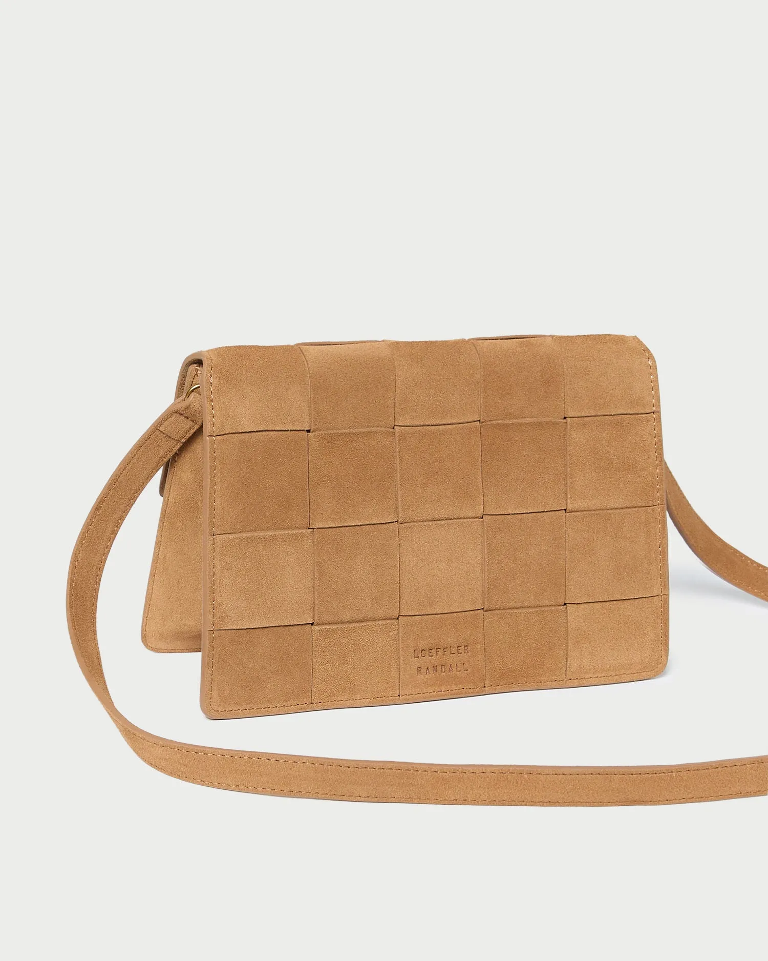 Delphine Toffee Woven Suede Shoulder Bag