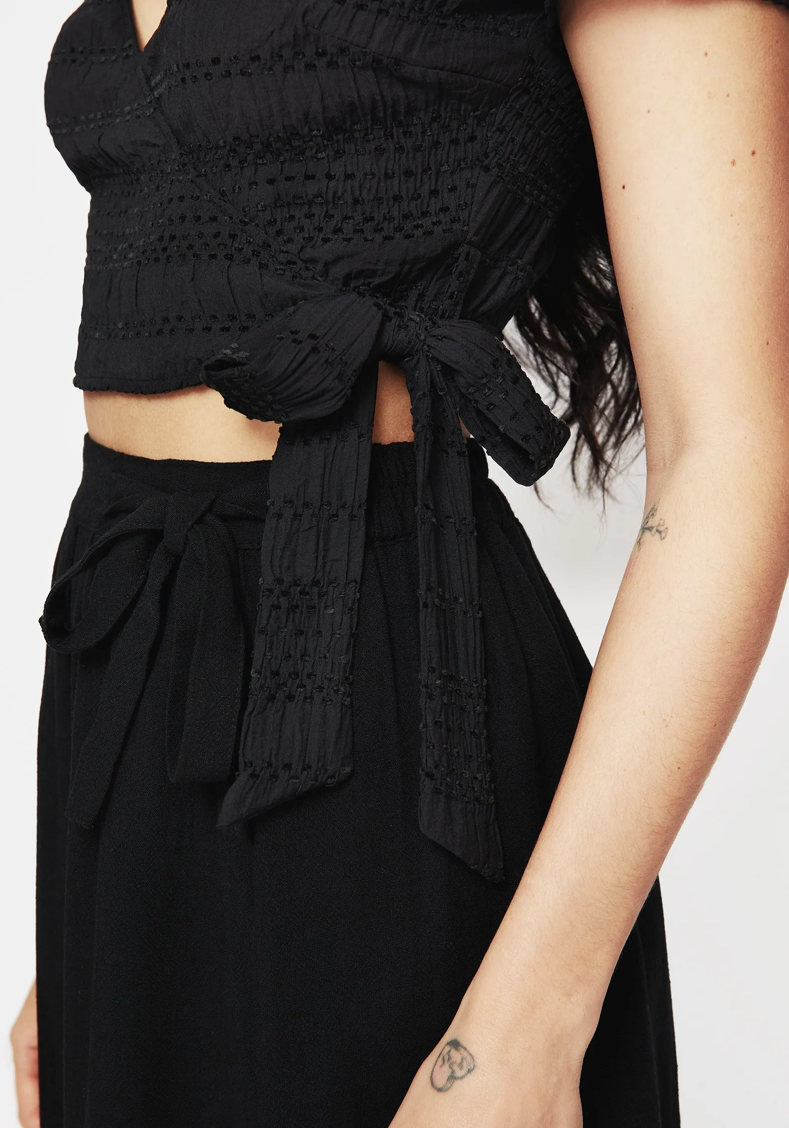 Devin Bubble Sleeve Wrap Blouse Top