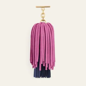 Double Pompom Tassel | Winter Pink Navy with Gold hardware