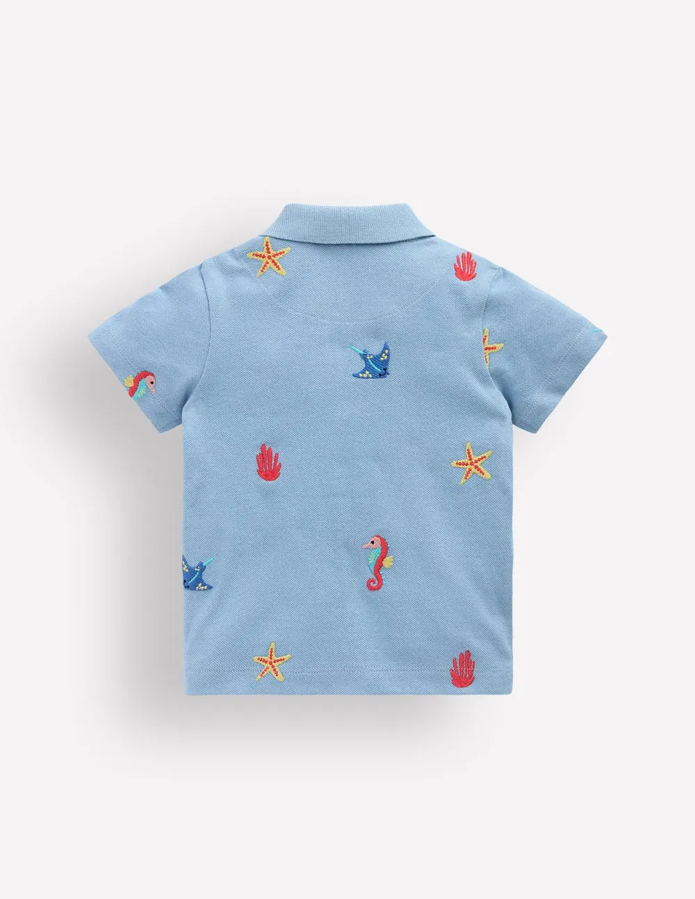 Embroidered Polo-Glacier Blue