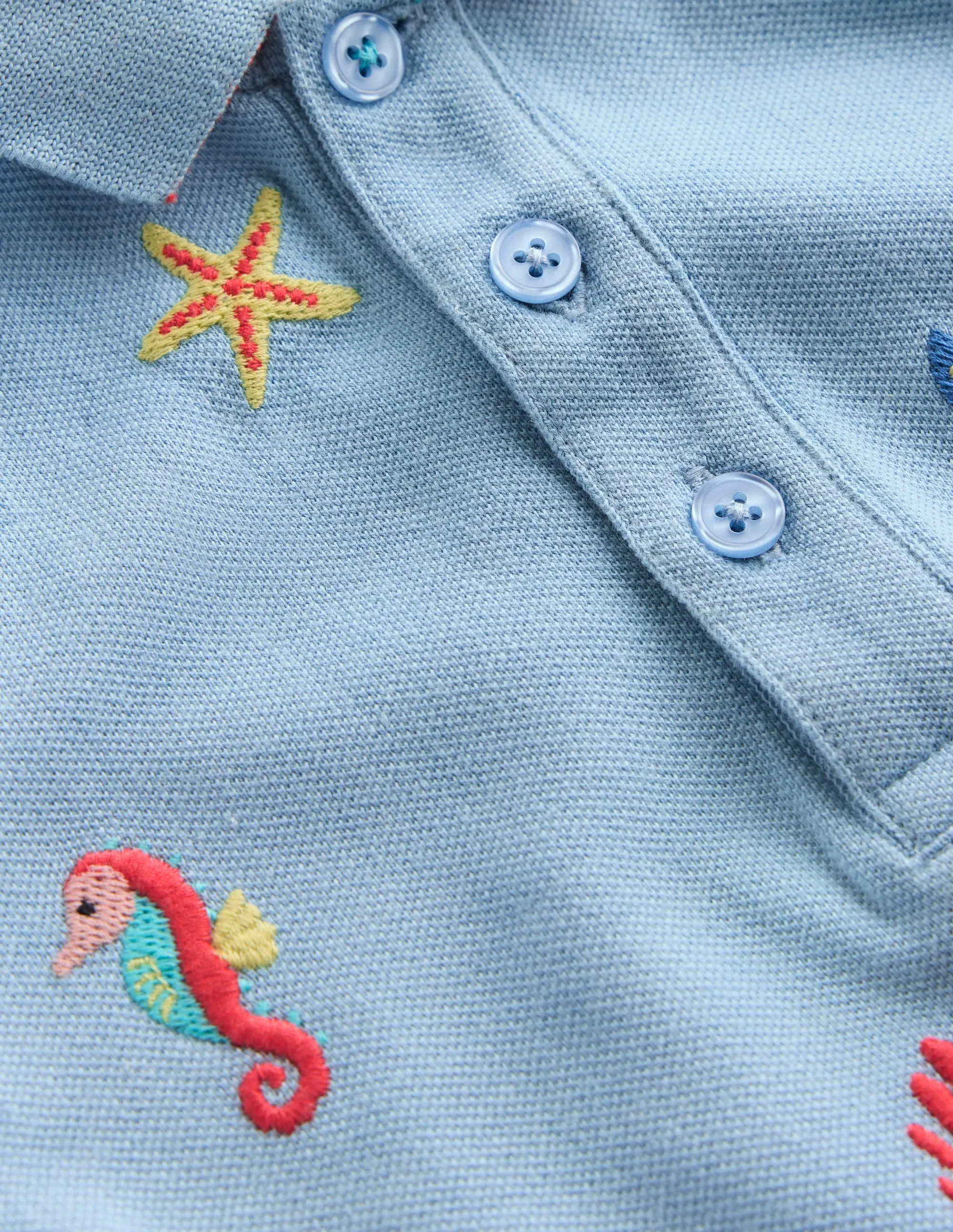 Embroidered Polo-Glacier Blue