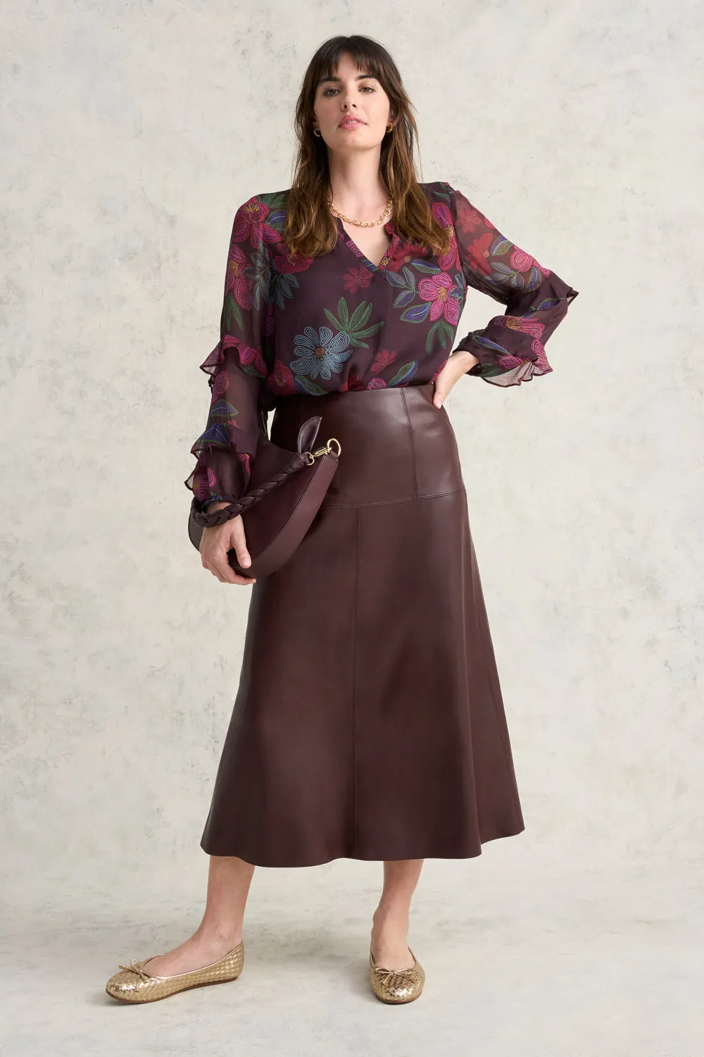 Faux Leather Skirt - Pinot Noir