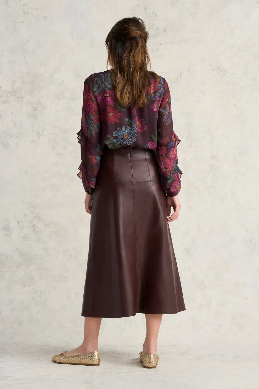 Faux Leather Skirt - Pinot Noir