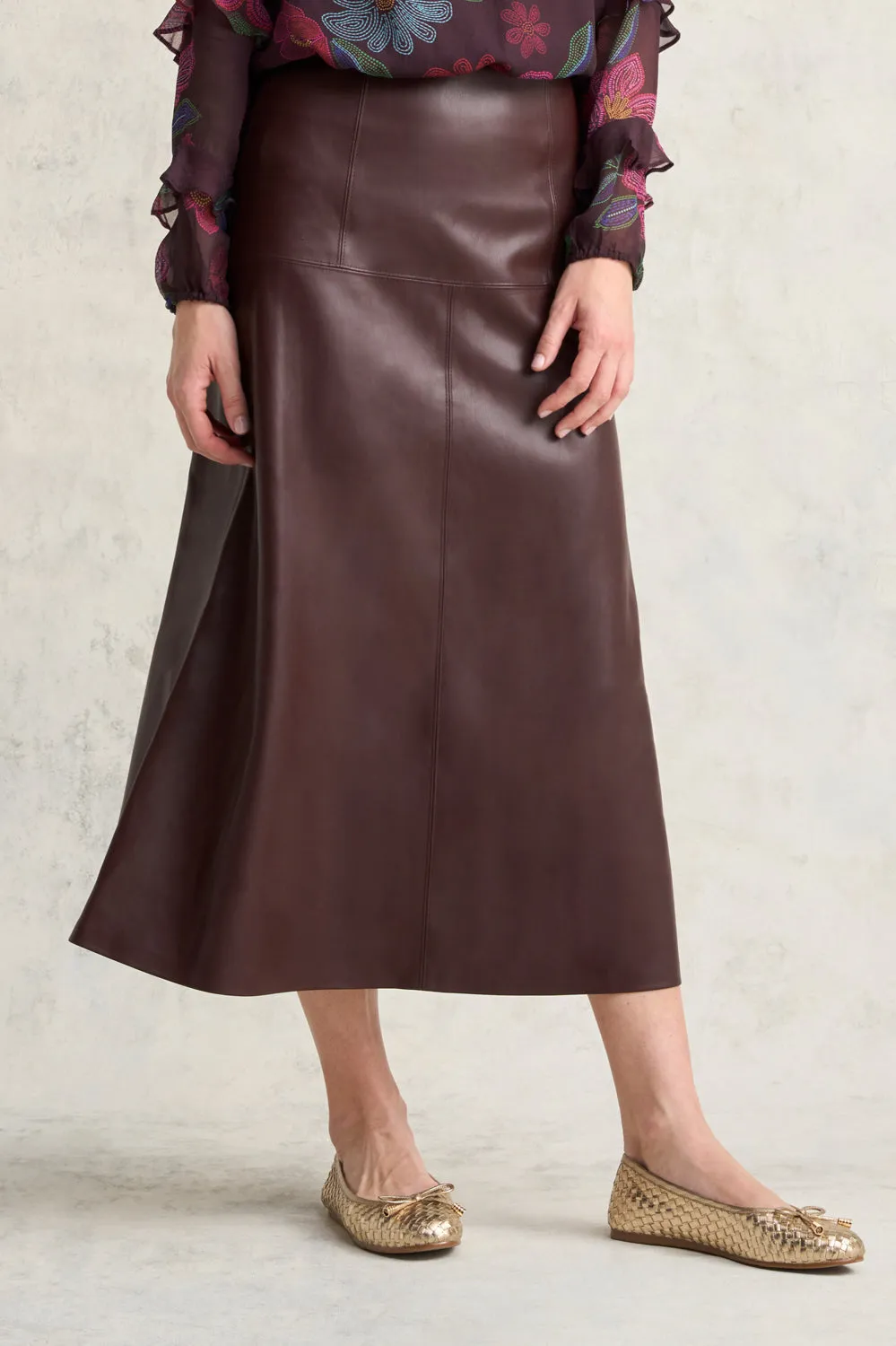 Faux Leather Skirt - Pinot Noir